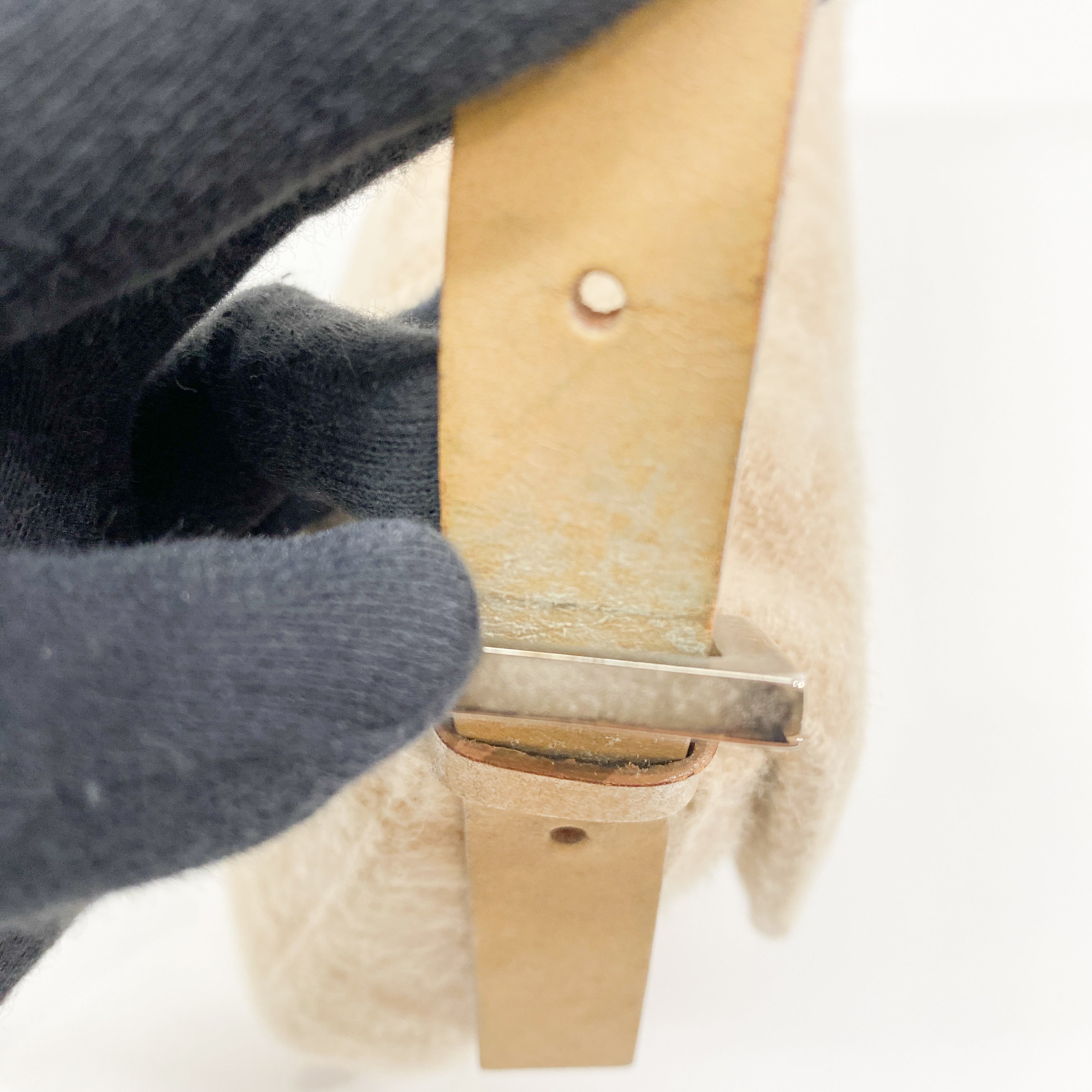 Zucca Baguette Beige Wool Shoulder Bag