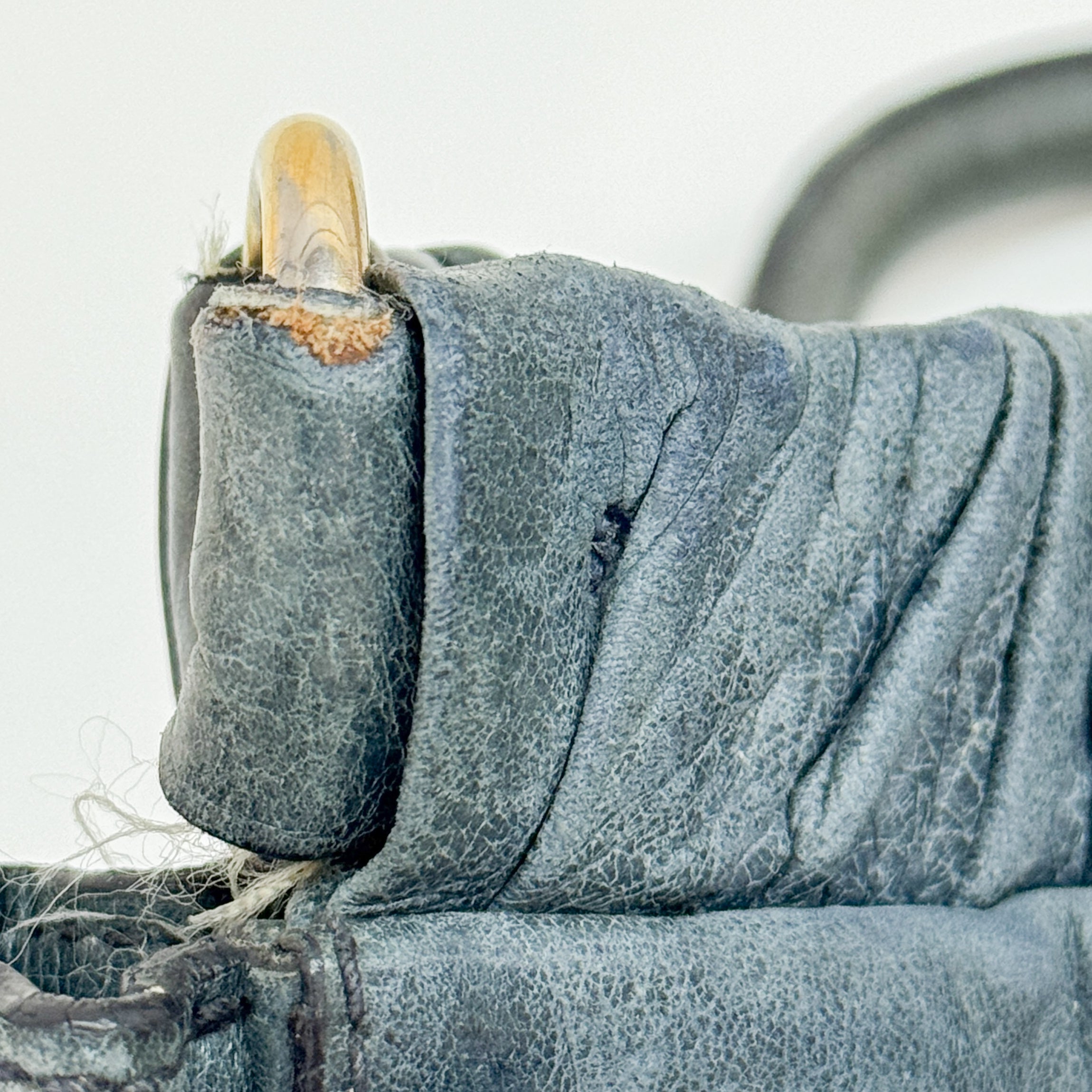 Vitello Blue Calfskin Leather Two Way Bag