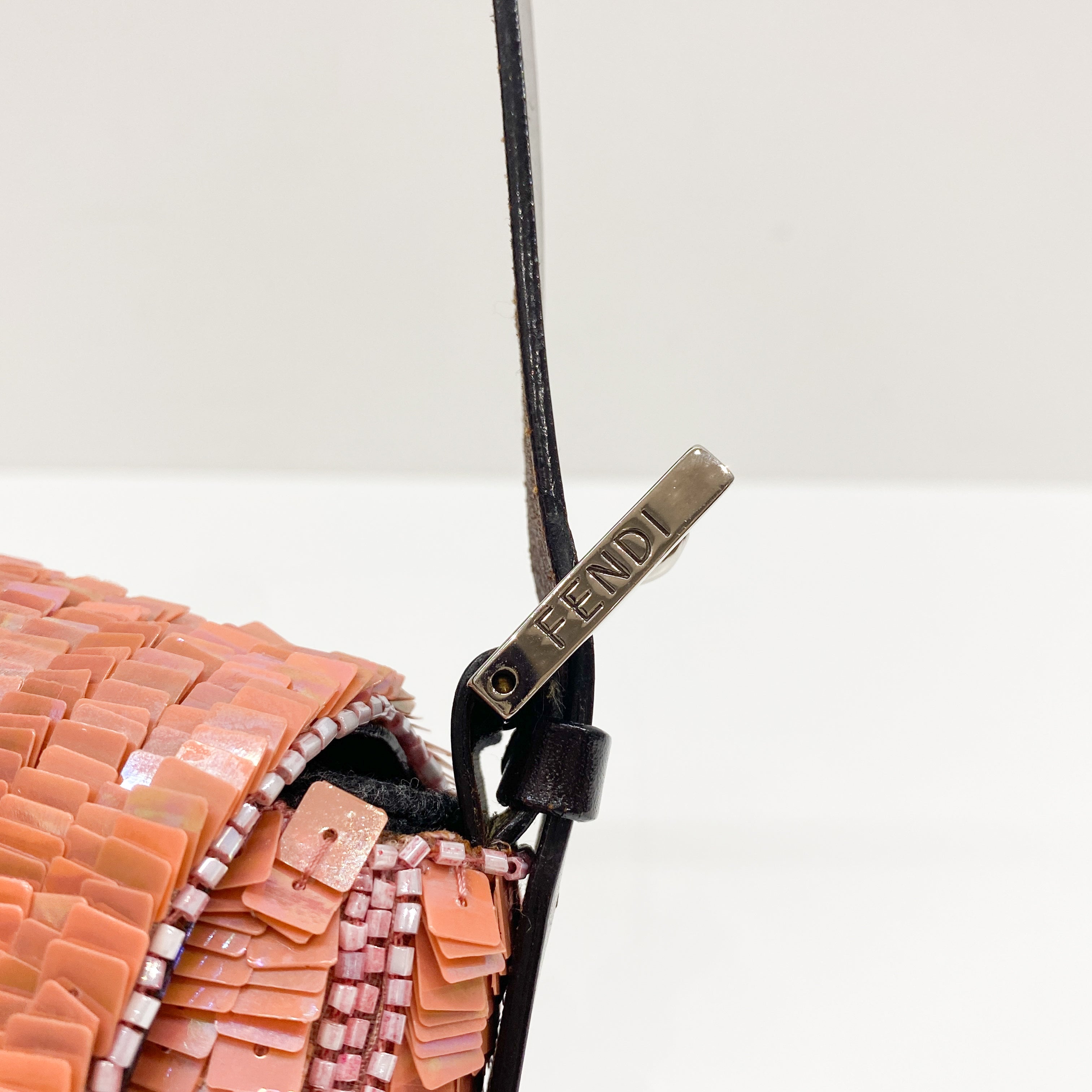 Baguette Coral Pink Sequin Shoulder Bag