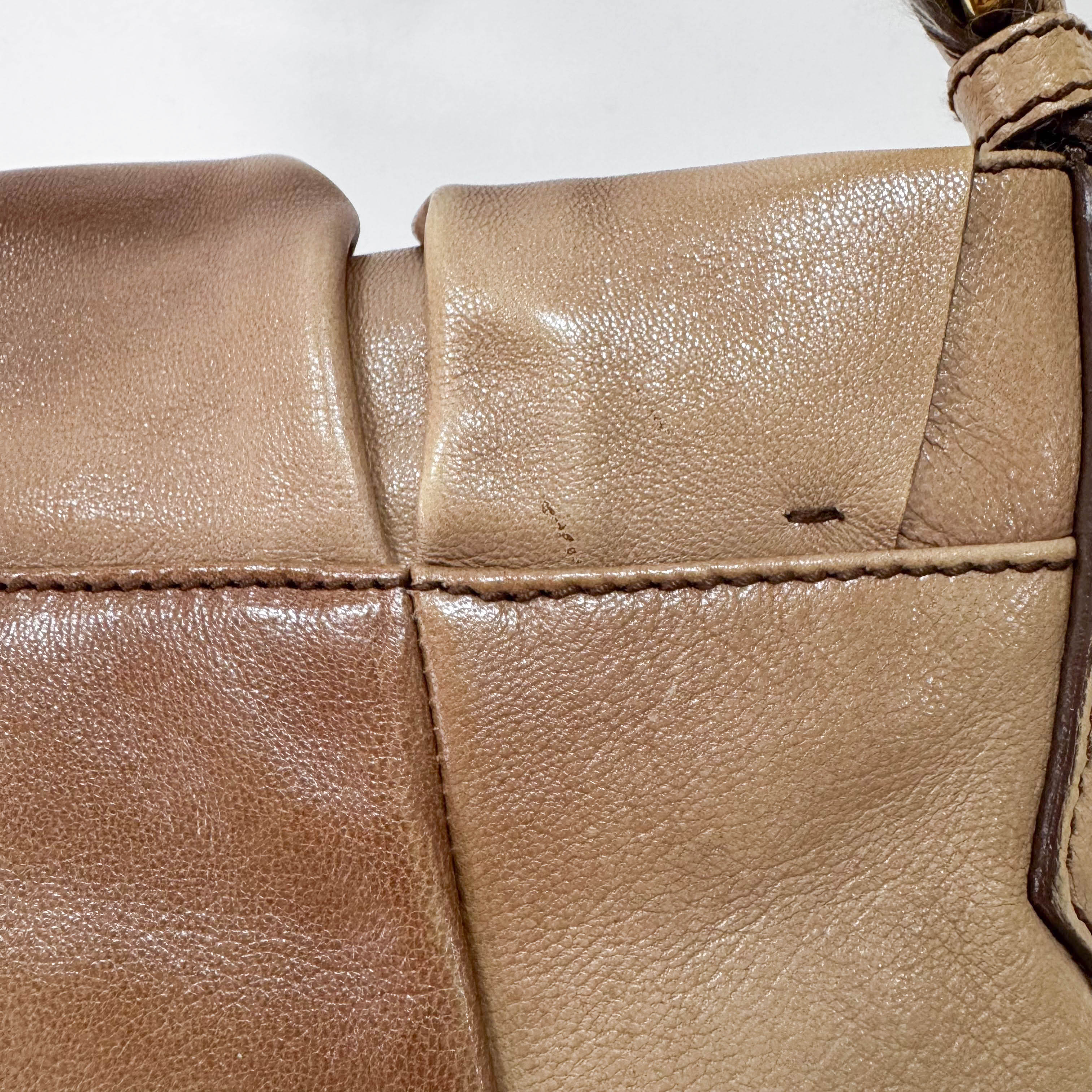 Ribbon Brown Leather Shoulder Bag