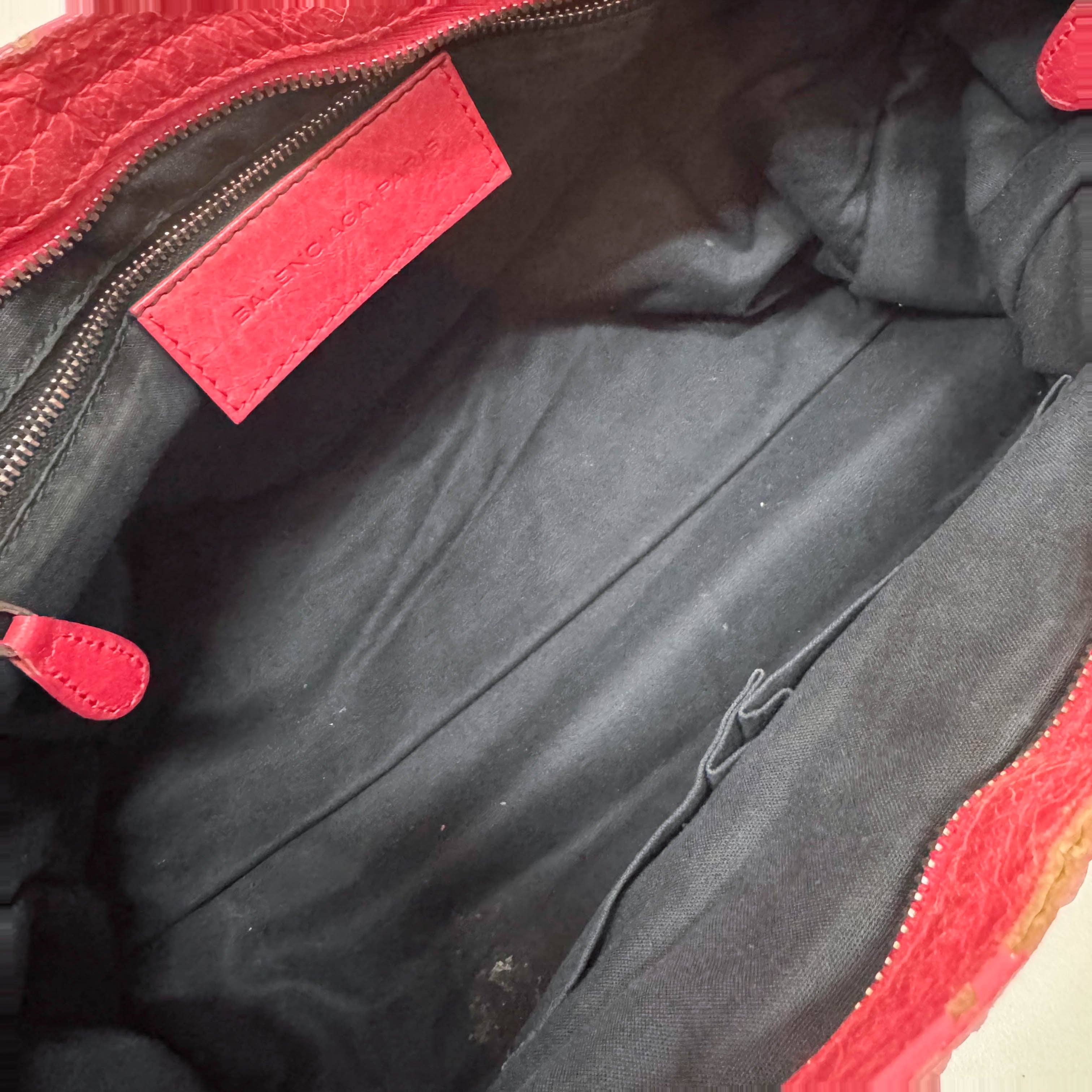 City Magenta Leather Top Handle Bag