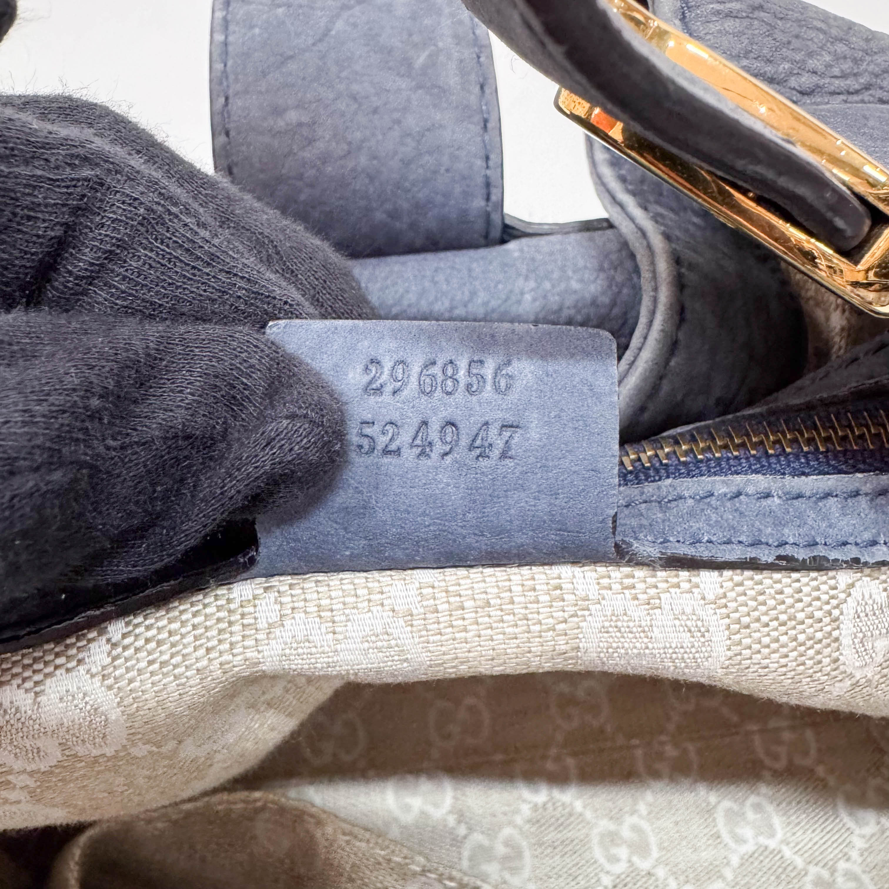 Stirrup Blue Leather Shoulder Bag