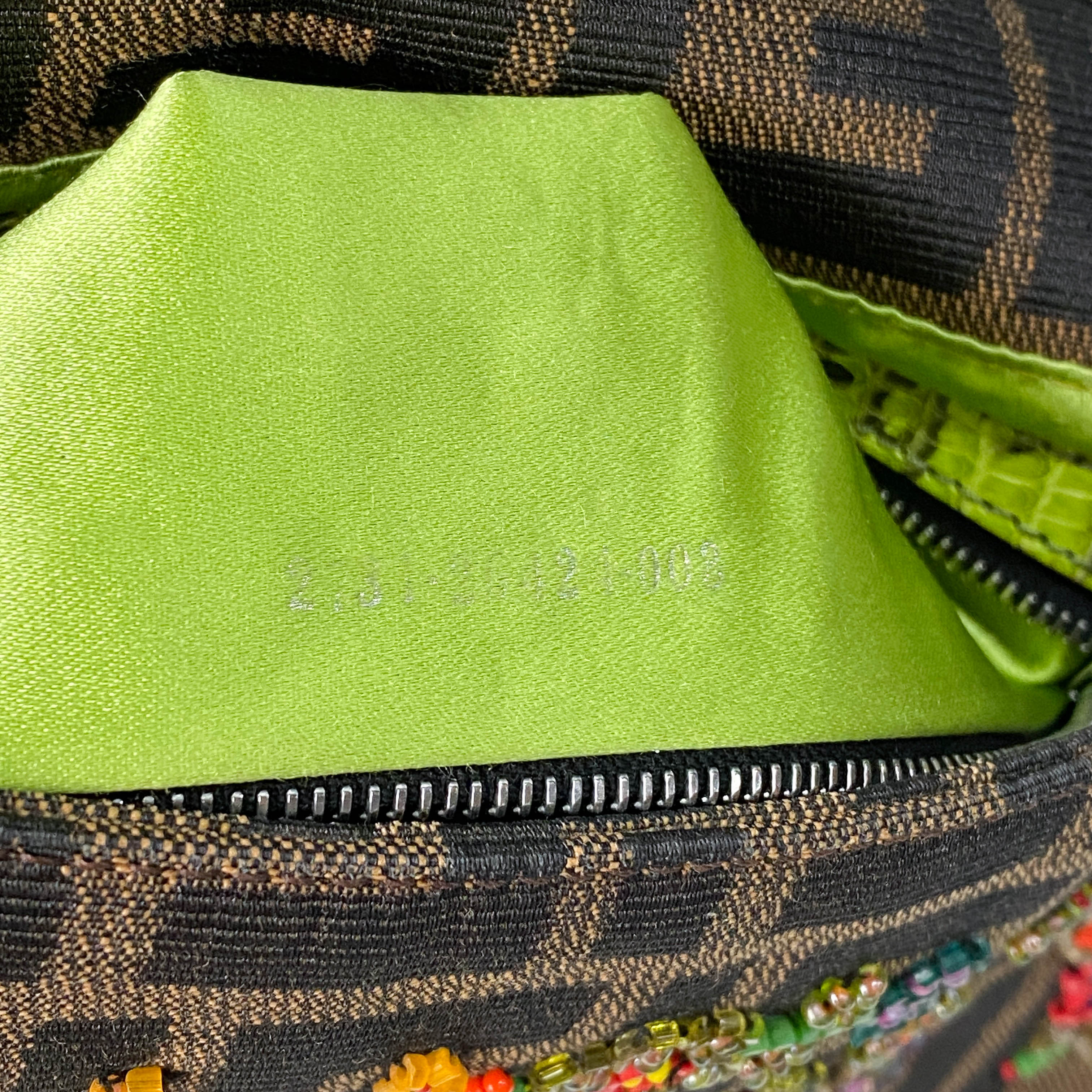 Zucca FF Design With Beads Baguette Shoulder Bag