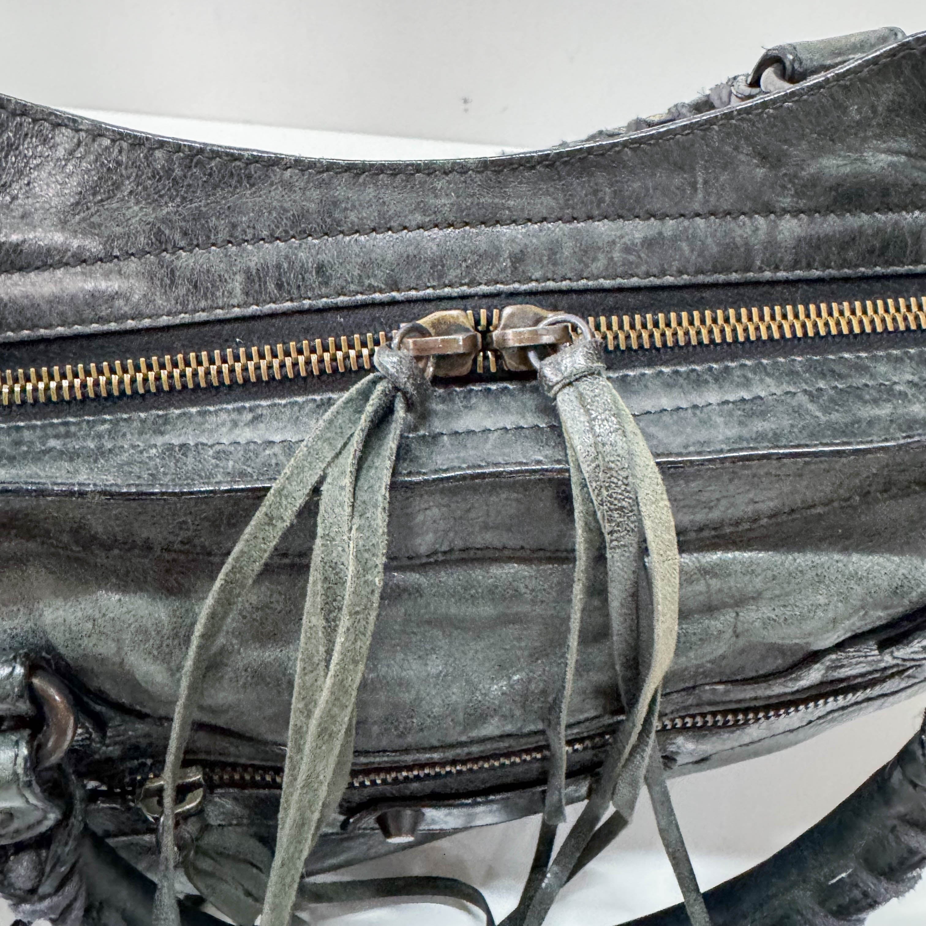 The First Grey Calfskin Leather Two Way Bag