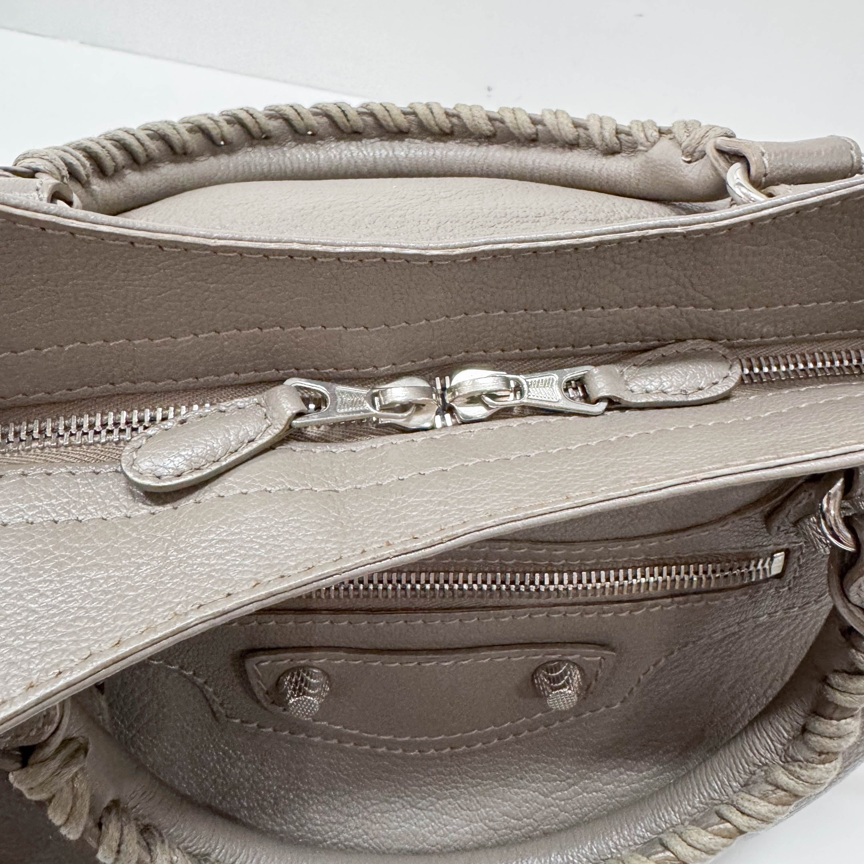 The Velo Grey Calfskin Leather Two Way Bag