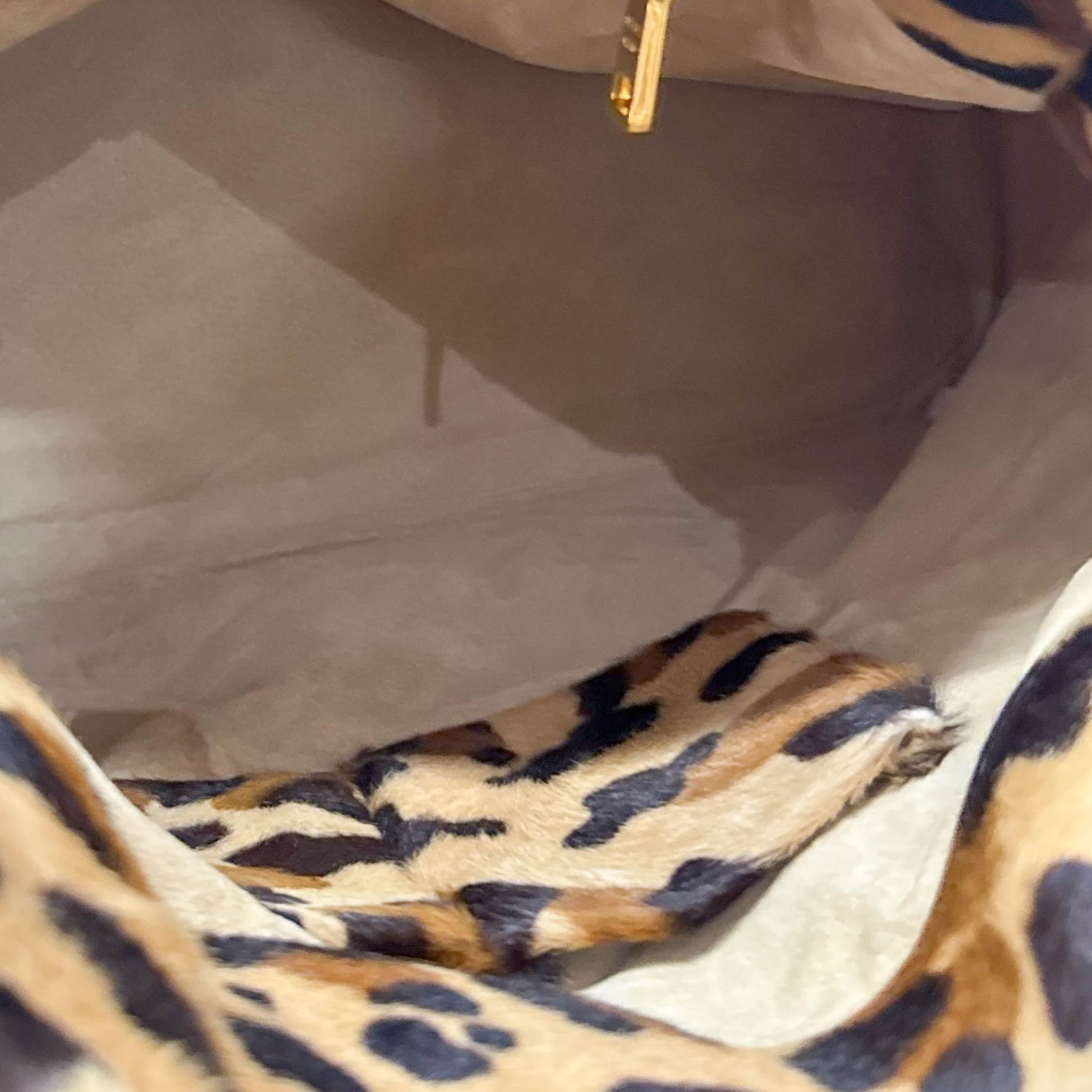 Leopard Print Brown Pony Hair Two Way Bag