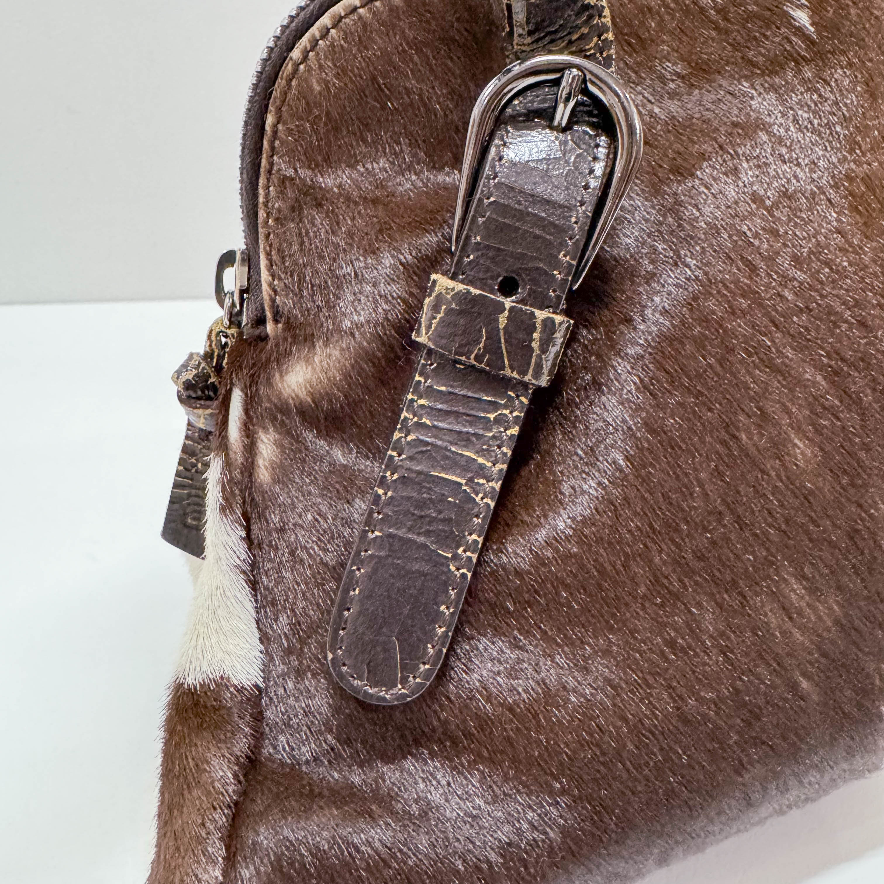 Cow Print Brown/White Pony Hair Shoulder Bag