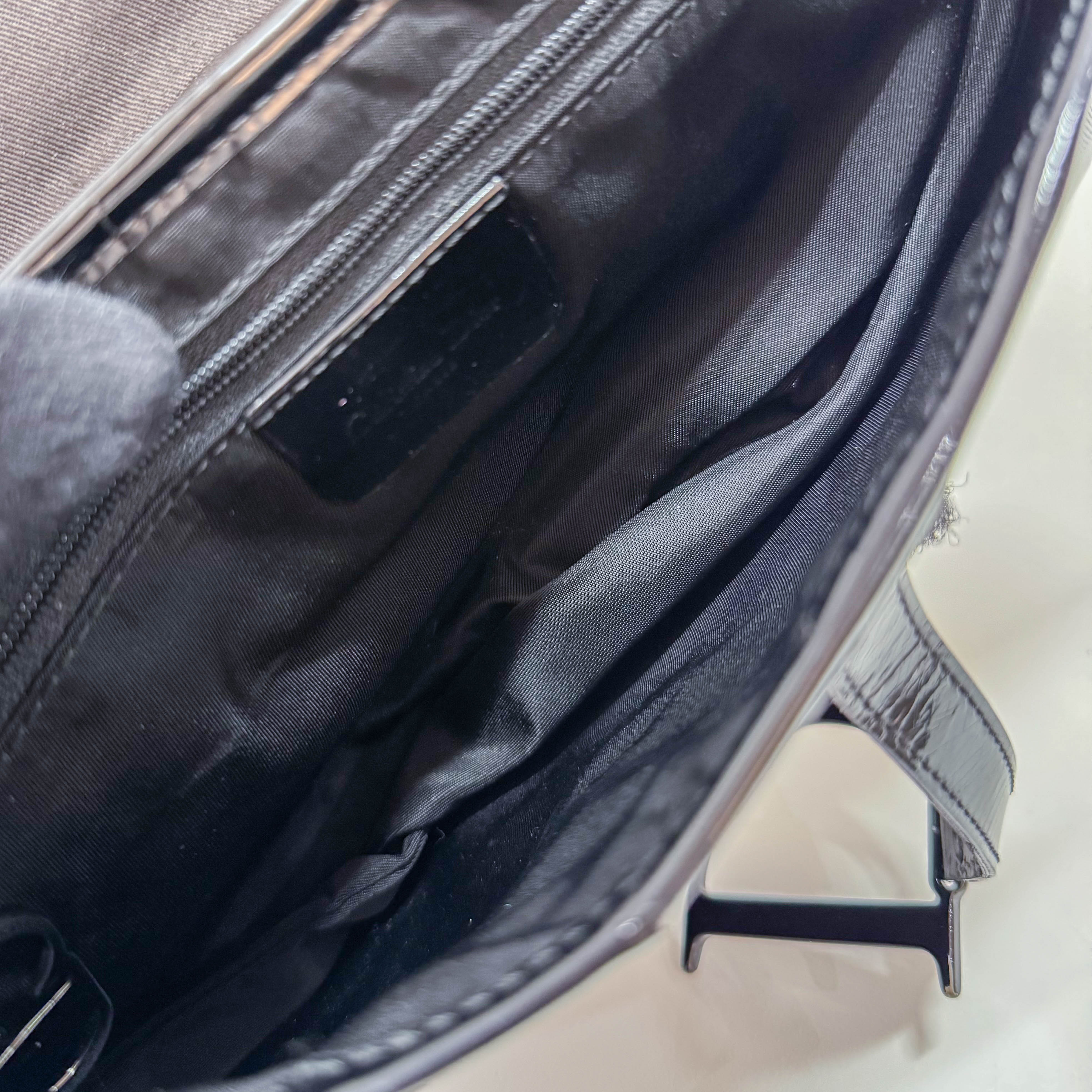 Saddle Brown Cotton & Patent Leather Shoulder Bag