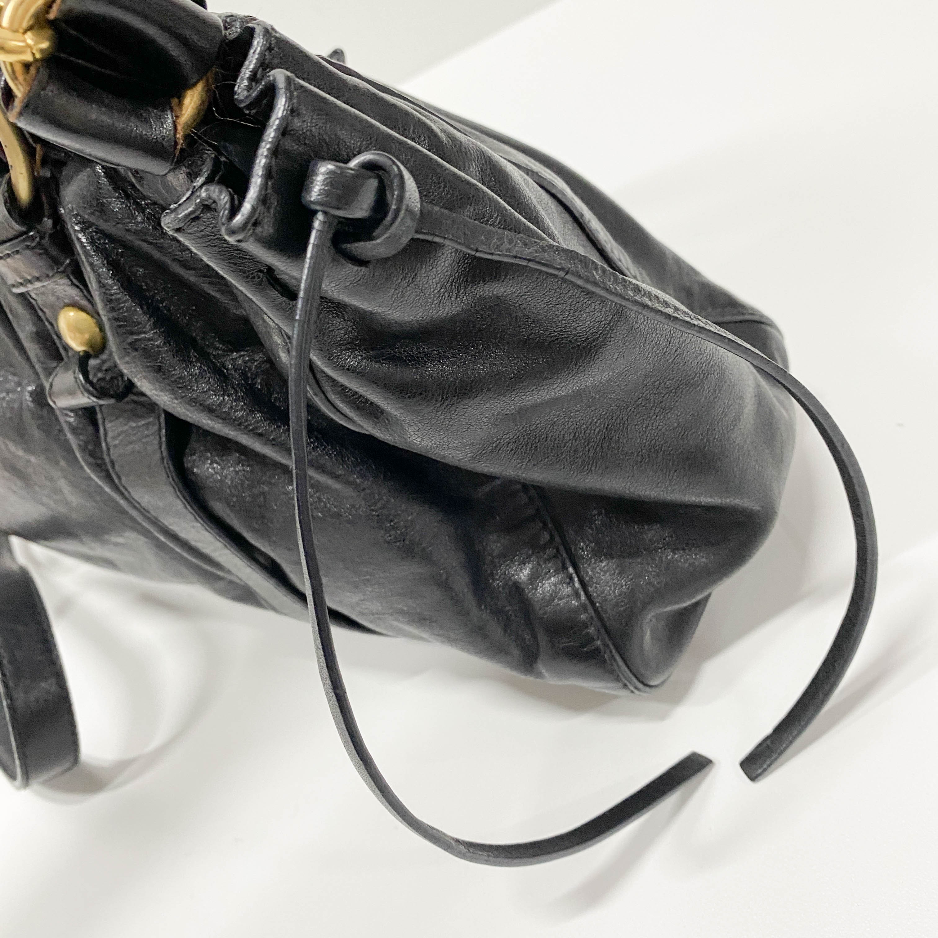 Vitello Black Calfskin Leather Two Way Bag