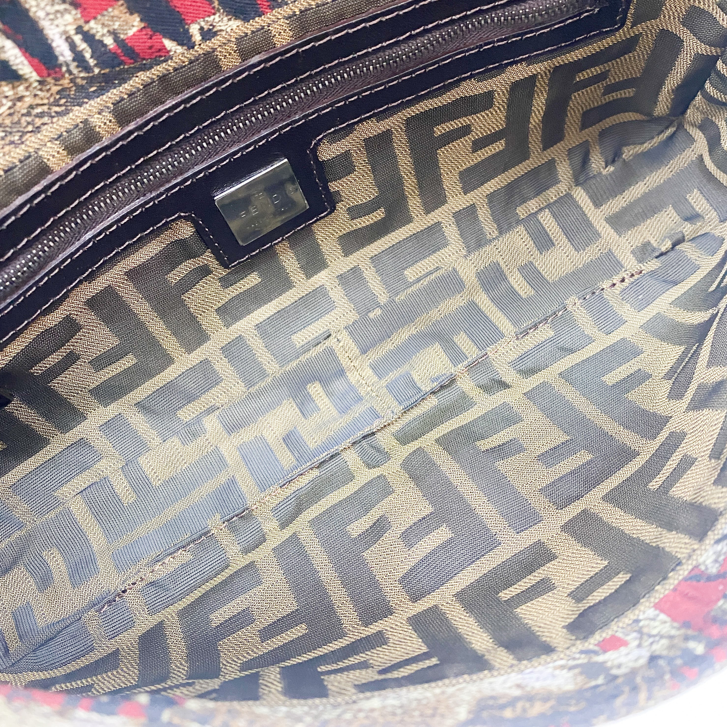 Baguette Multi-color Canvas Shoulder Bag