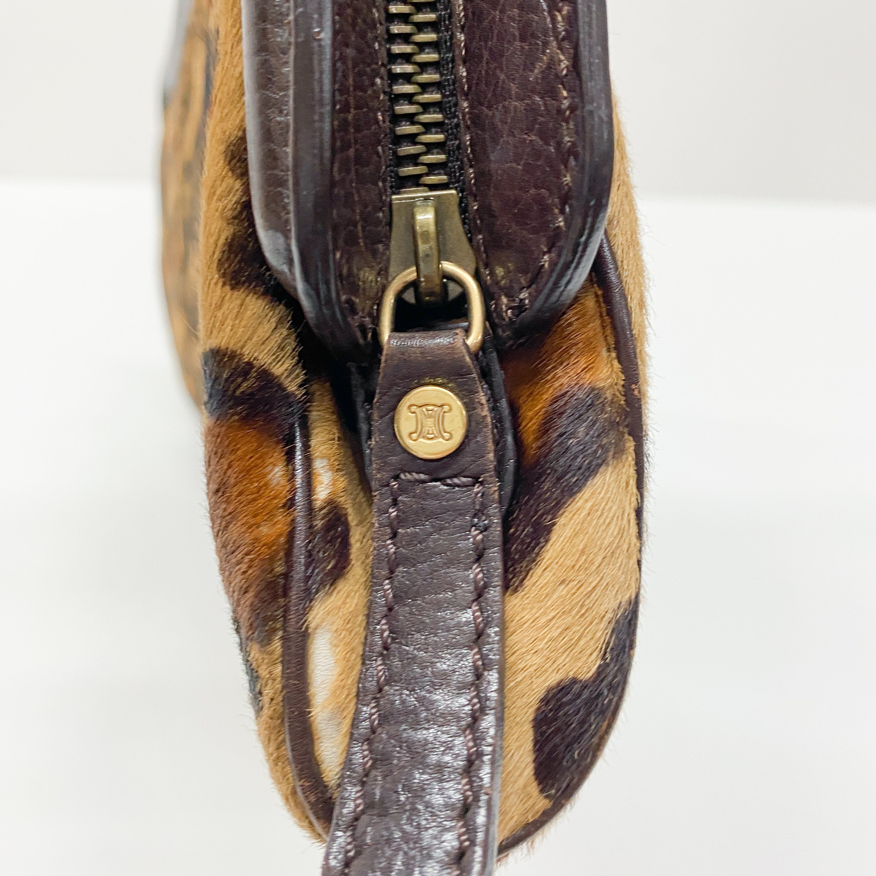 Vintage Brown Leopard Print Pony Hair Two Way Bag