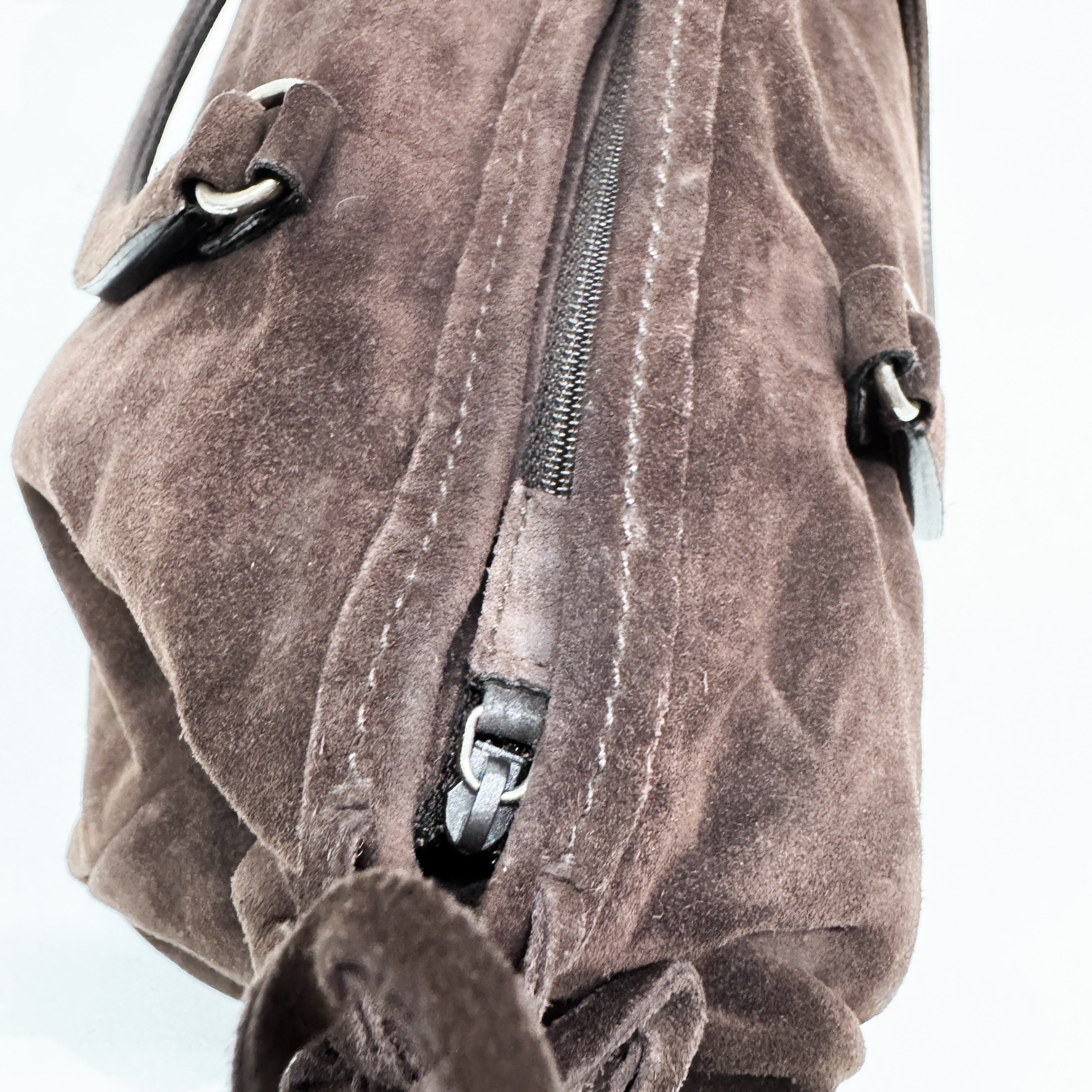 Vintage Brown Suede Hand Bag