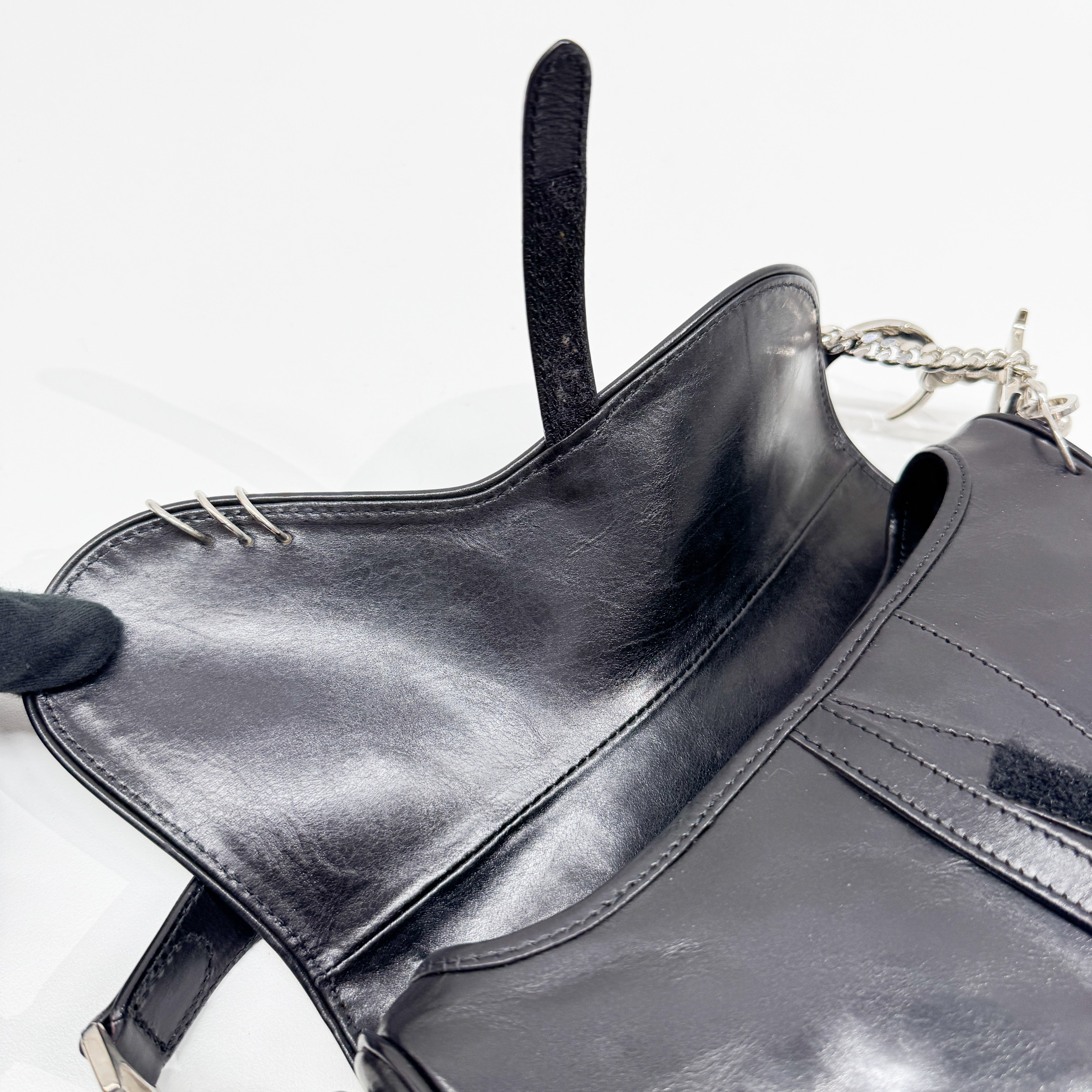 Hardcore Piercing Black Leather Shoulder Bag