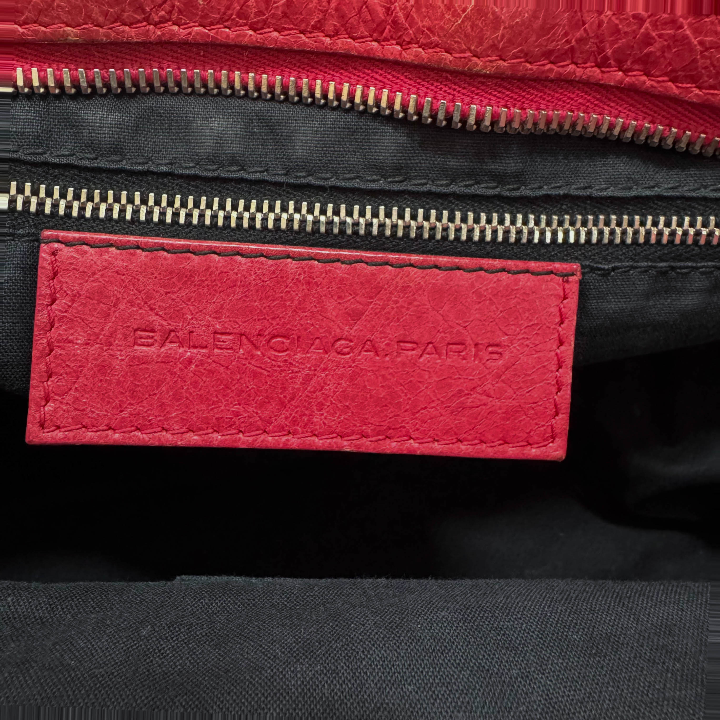 City Magenta Leather Top Handle Bag