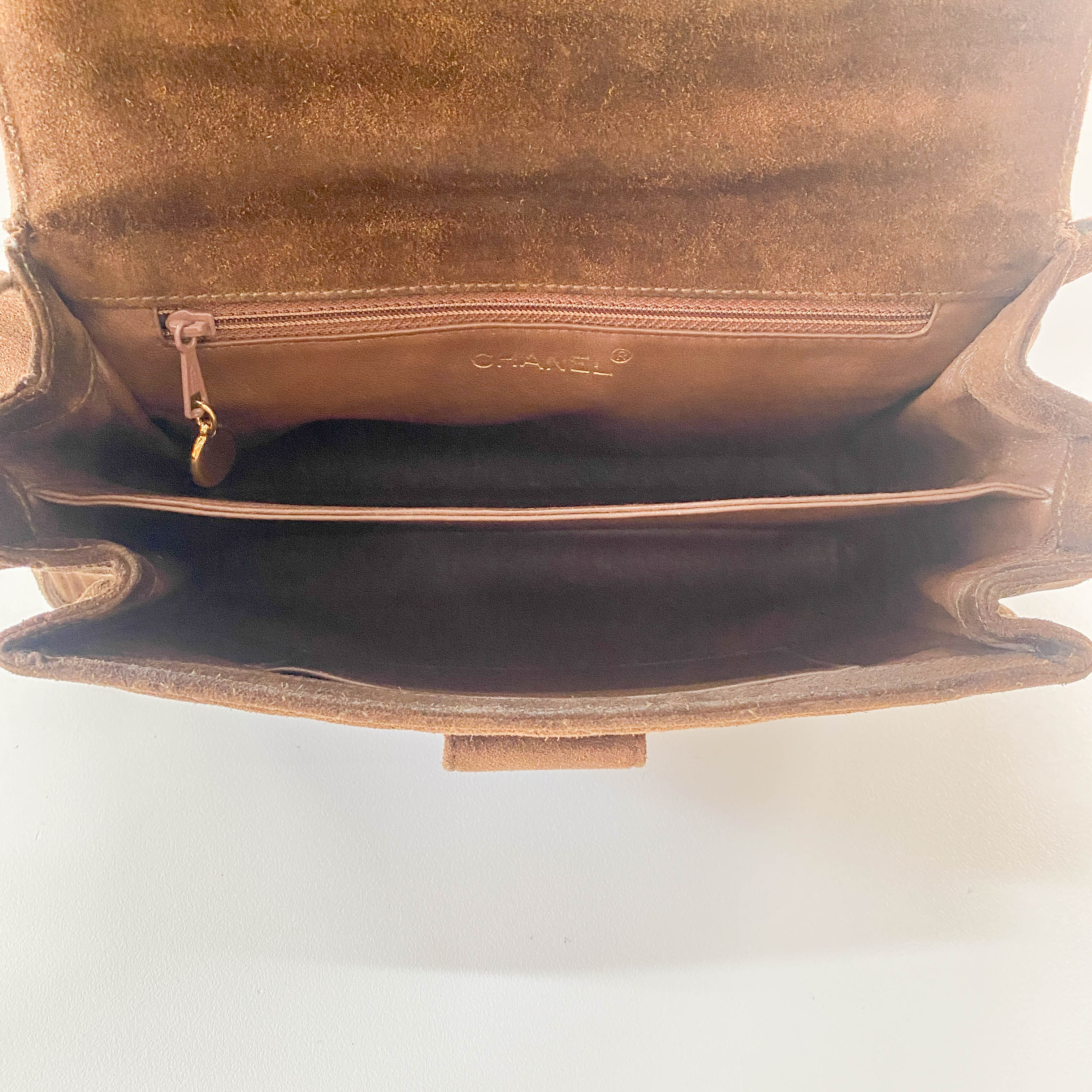 Matelasse Brown Suede One Shoulder Bag