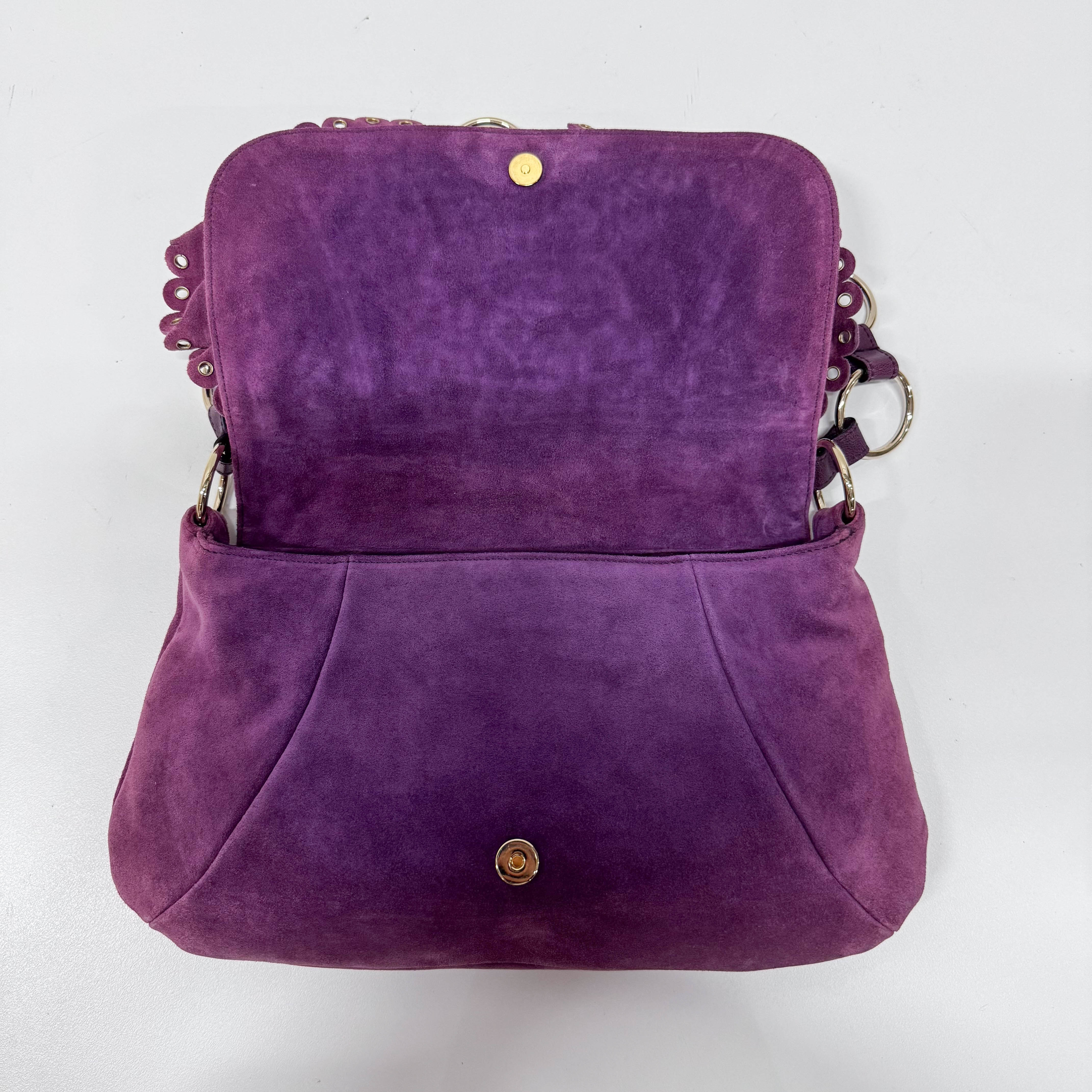 Purple Suede Chain Strap Shoulder Bag