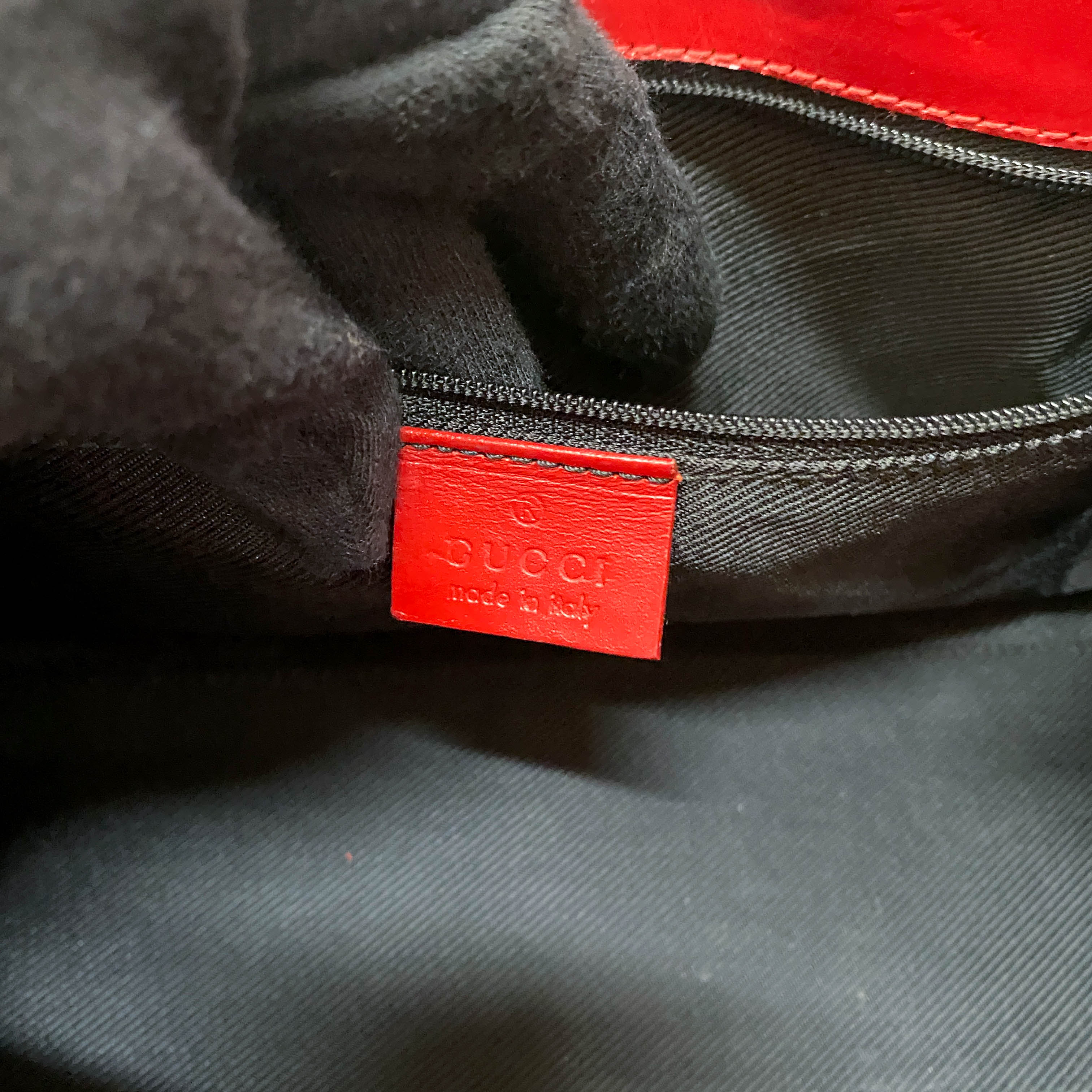 Jackie GG Supreme Brown Canvas & Red Leather Shoulder Bag