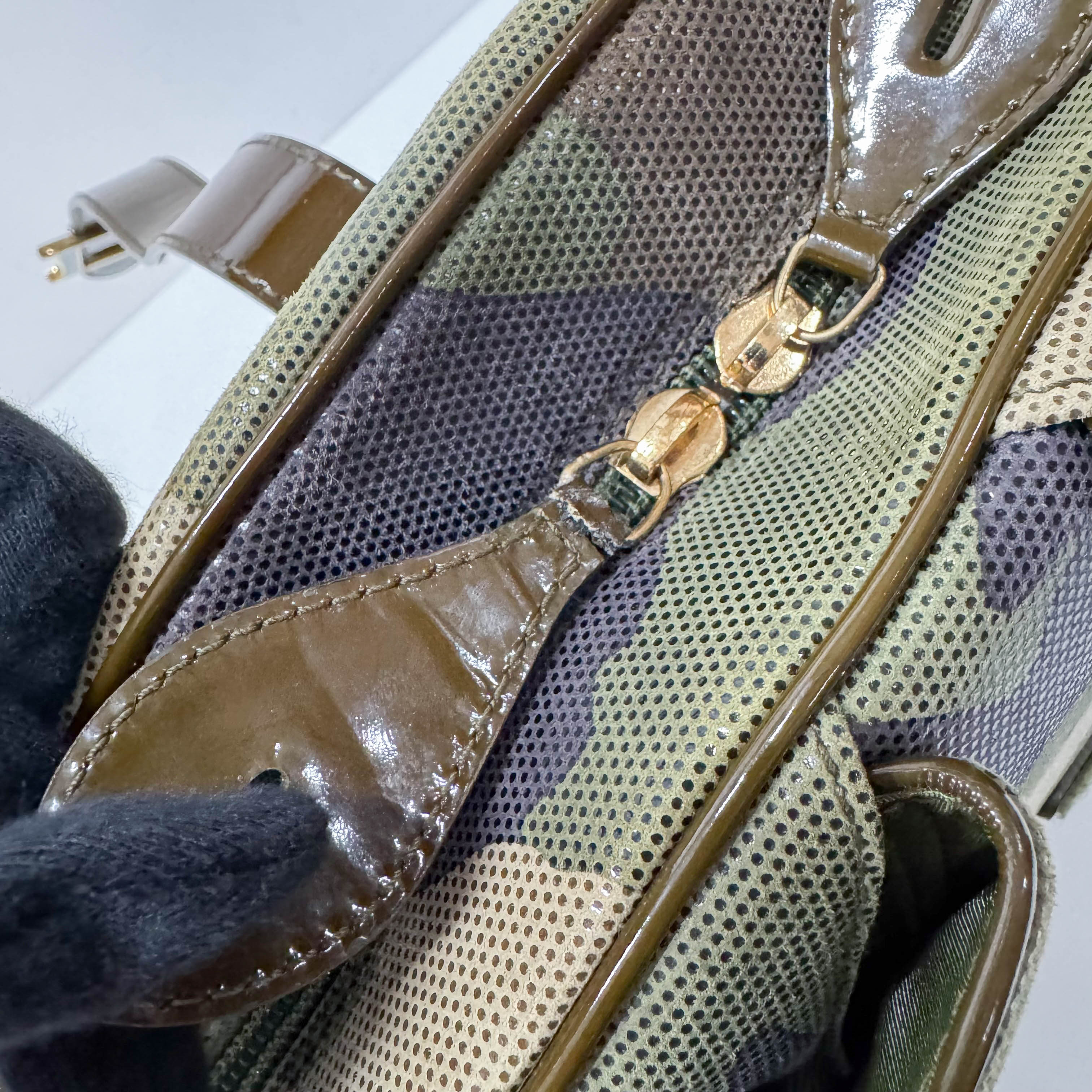 Vintage Green Camouflage Canvas Hand Bag