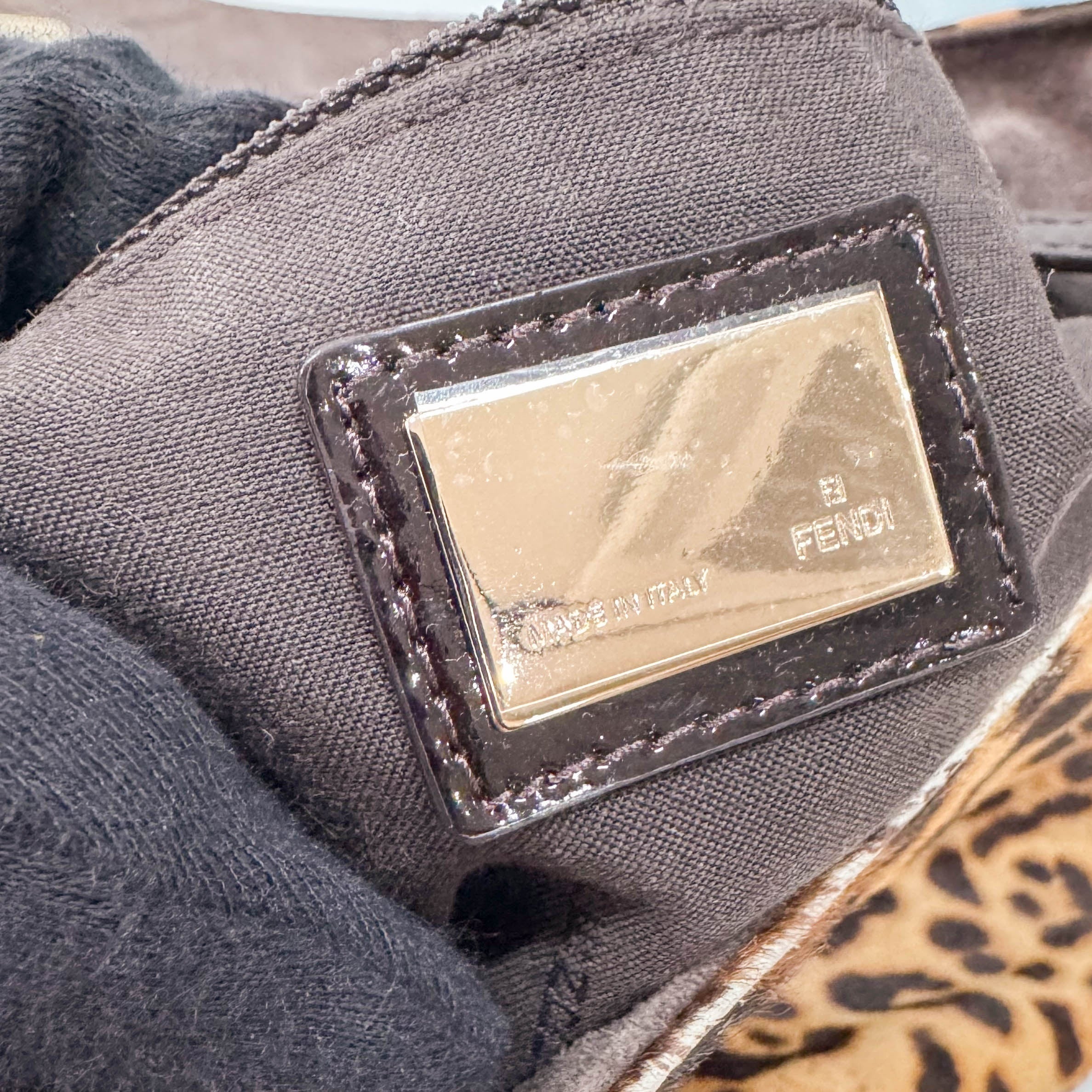 Mamma Baguette Leopard Print Pony Hair Shoulder Bag