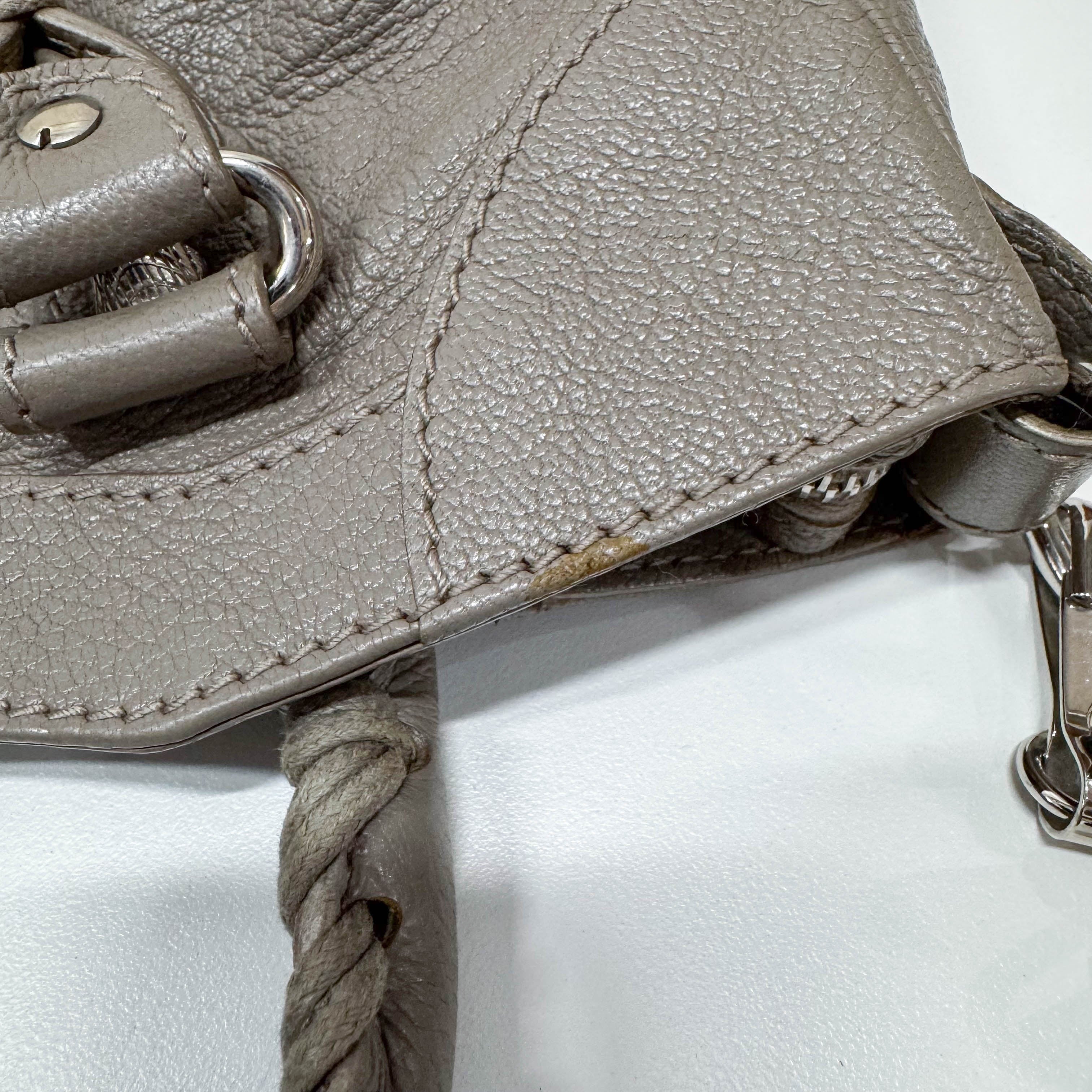 The Velo Grey Calfskin Leather Two Way Bag