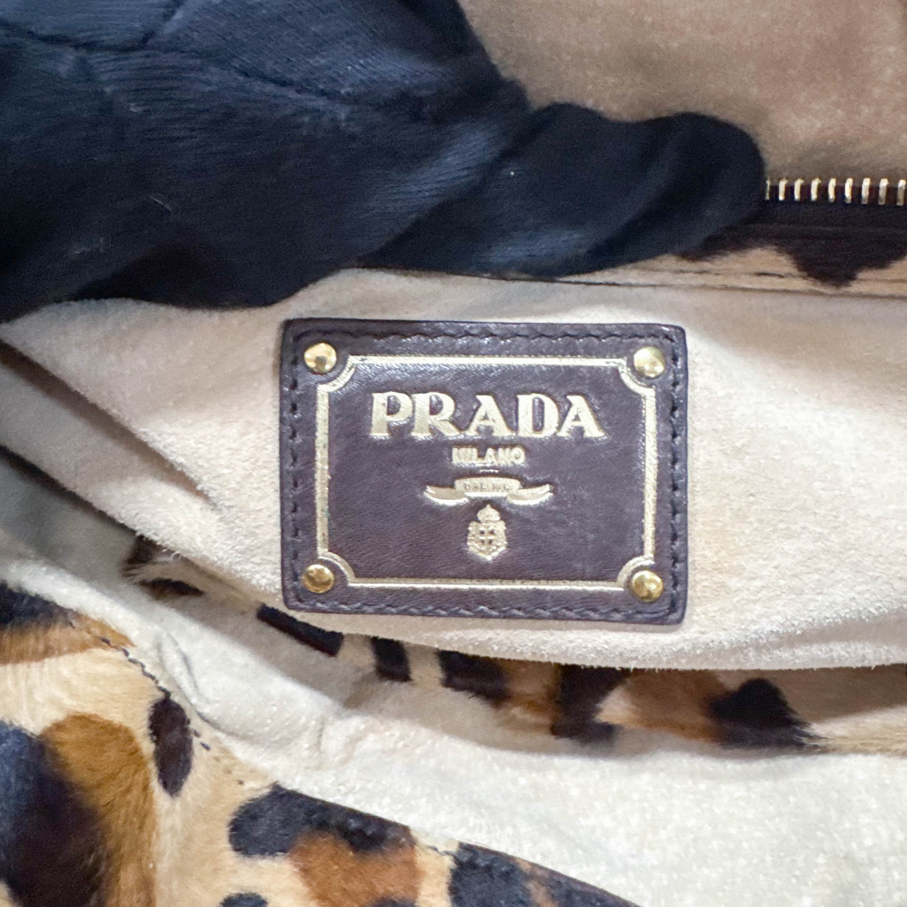 Leopard Print Brown Pony Hair Two Way Bag