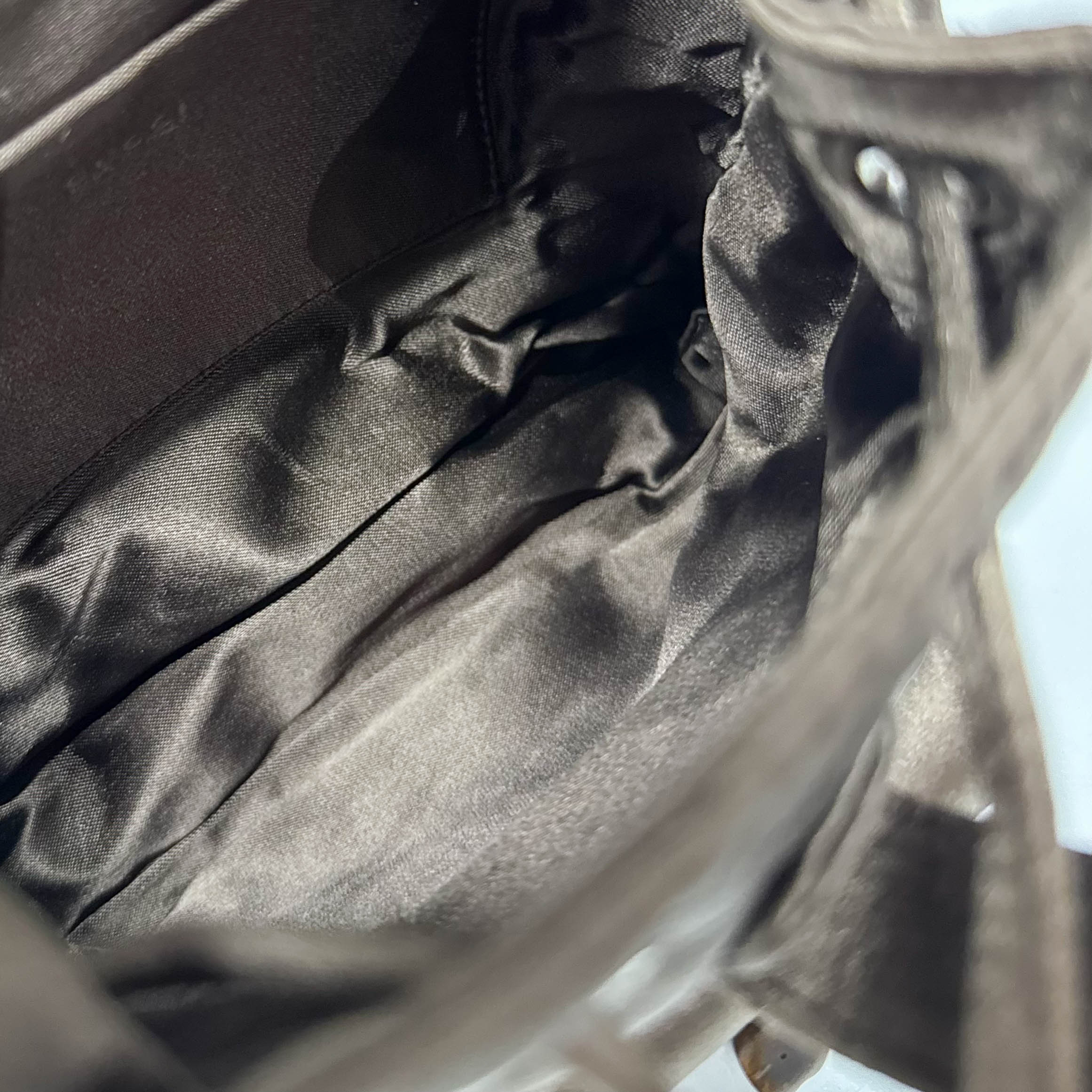 Mini Brown Satin Bamboo Turn-Lock Backpack