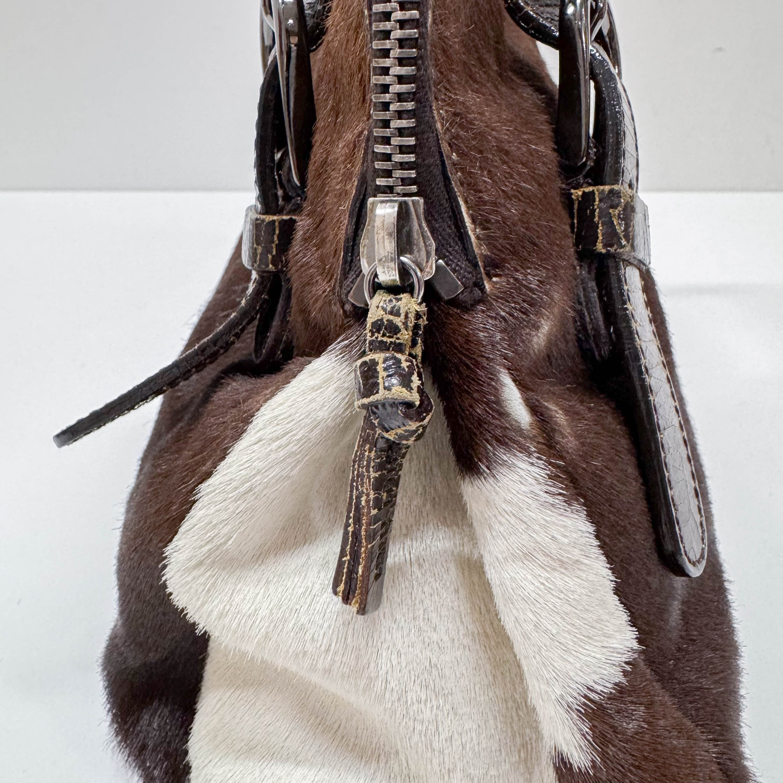 Cow Print Brown/White Pony Hair Shoulder Bag