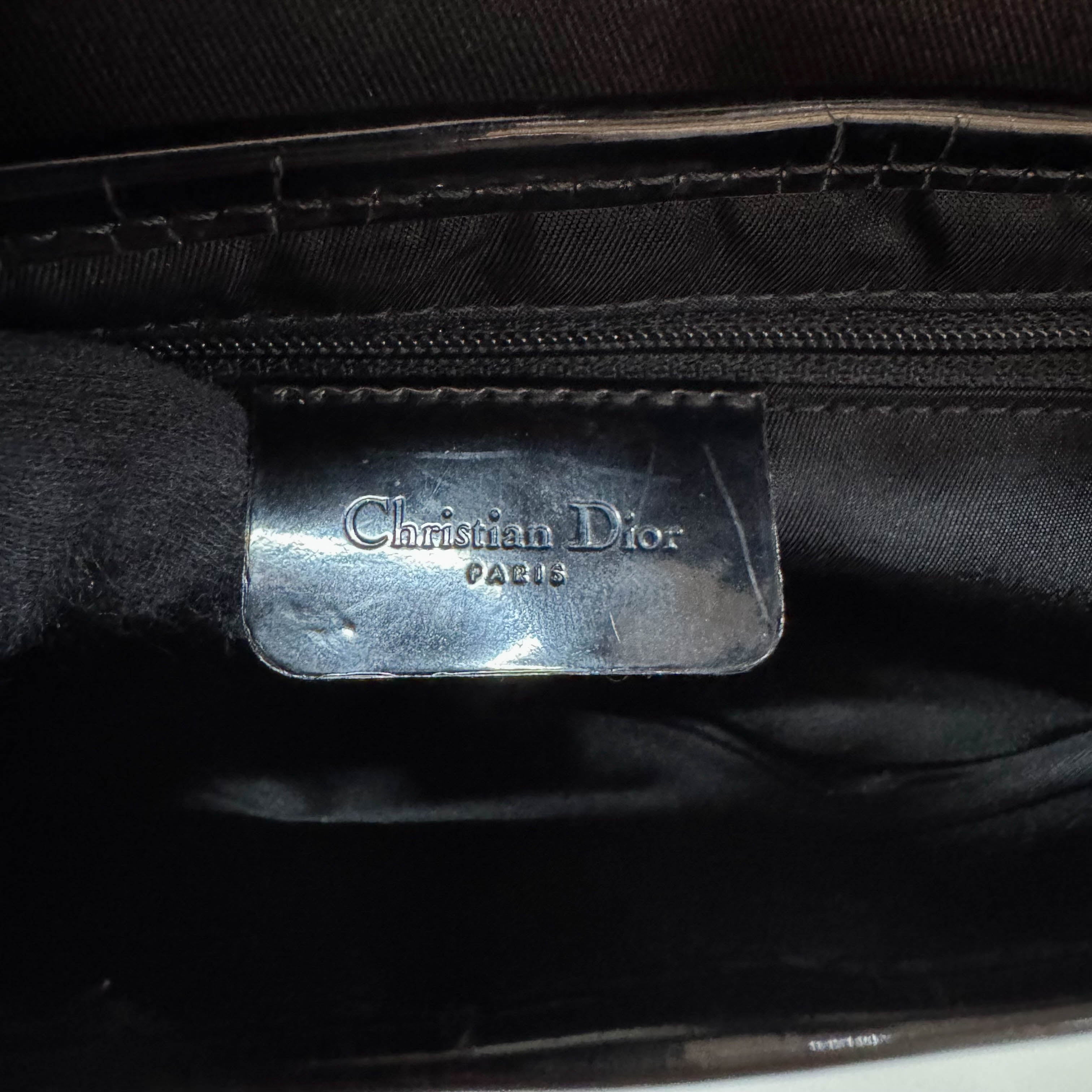 Saddle Brown Cotton & Patent Leather Shoulder Bag