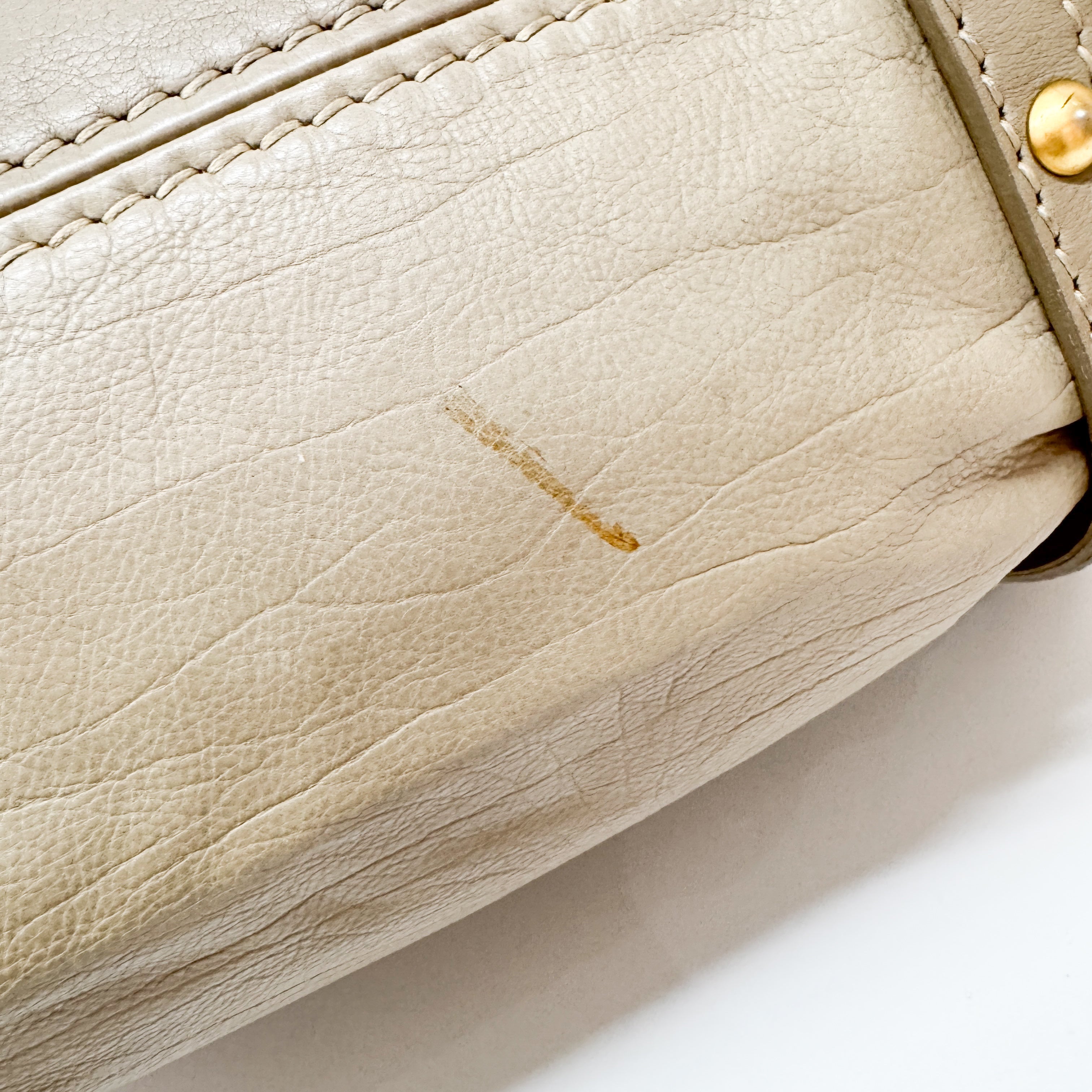 Vintage Beige Leather Shoulder Bag