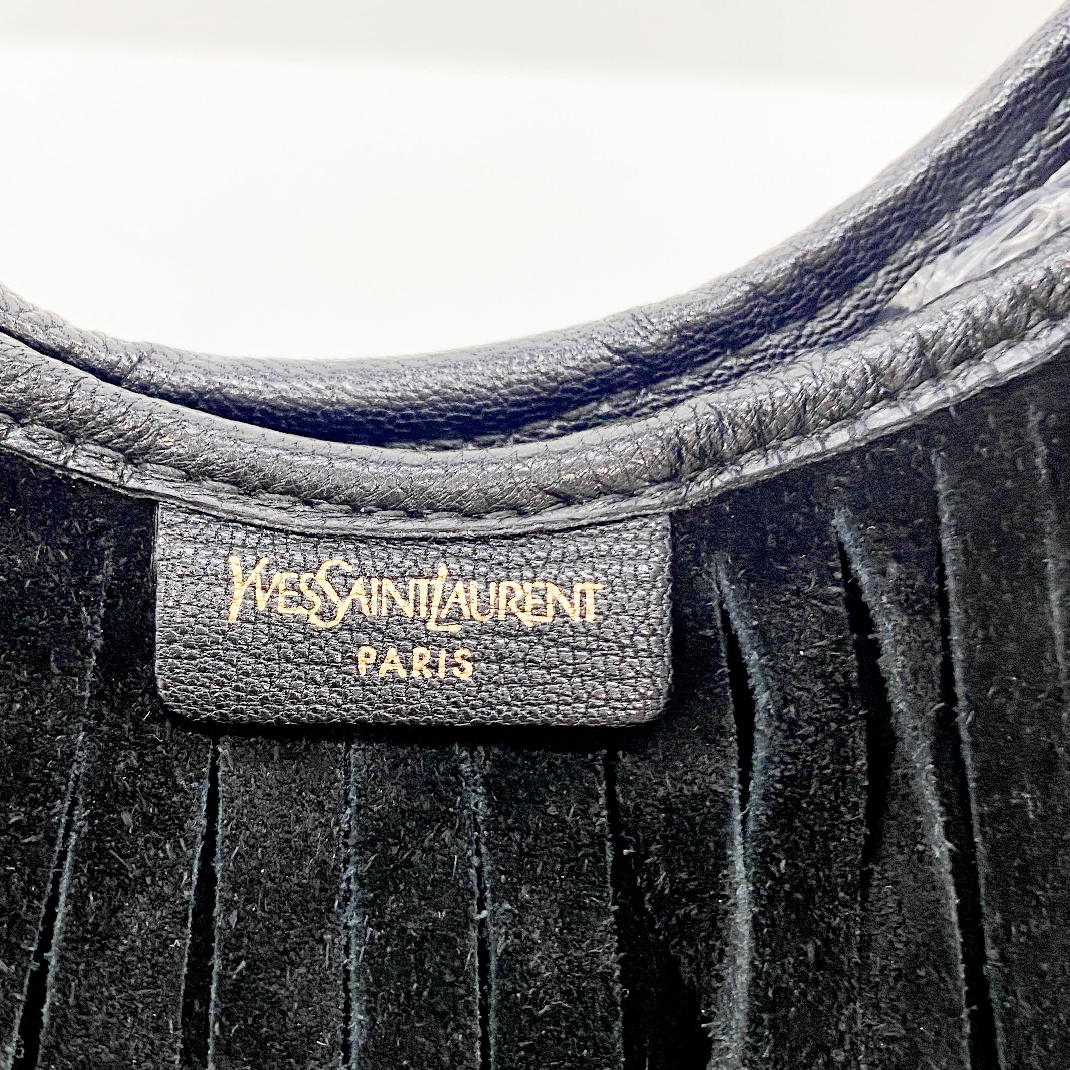 Fringe Black Suede Hobo Bag