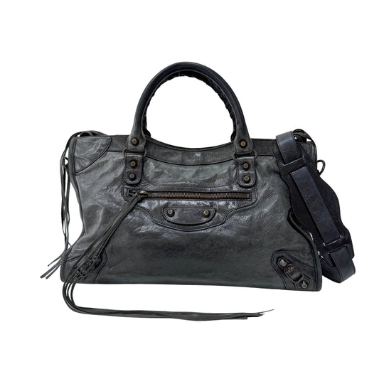 The First Grey Calfskin Leather Two Way Bag