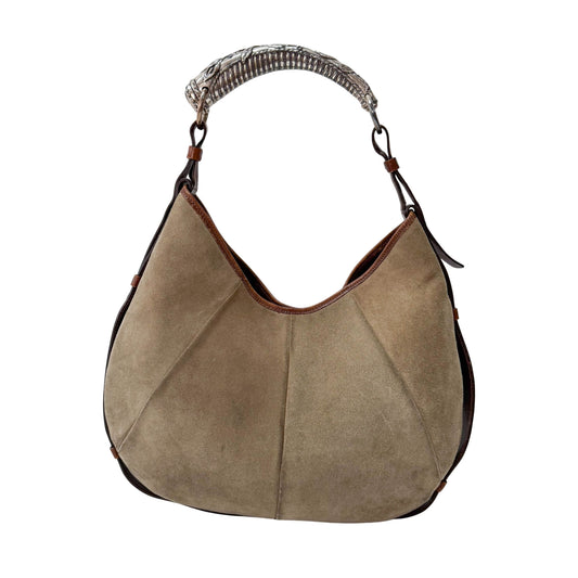 Mombasa Beige Suede Shoulder Bag