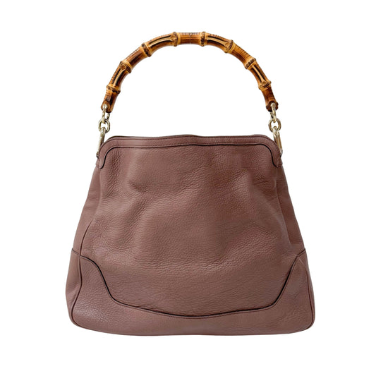 Bamboo Top Handle Tuape Leather Two Way Bag