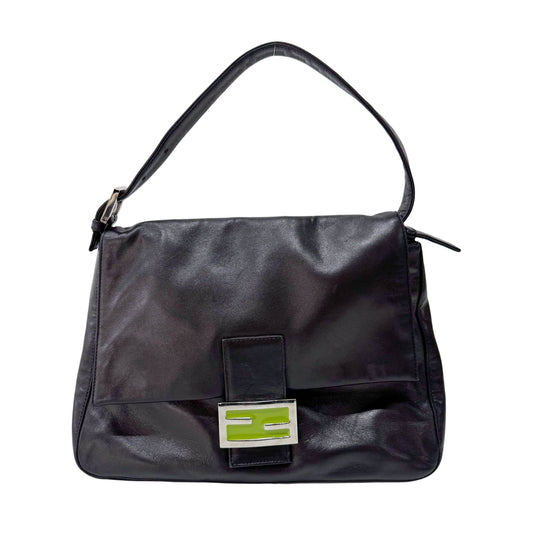 Mamma Baguette Black Leather Shoulder Bag