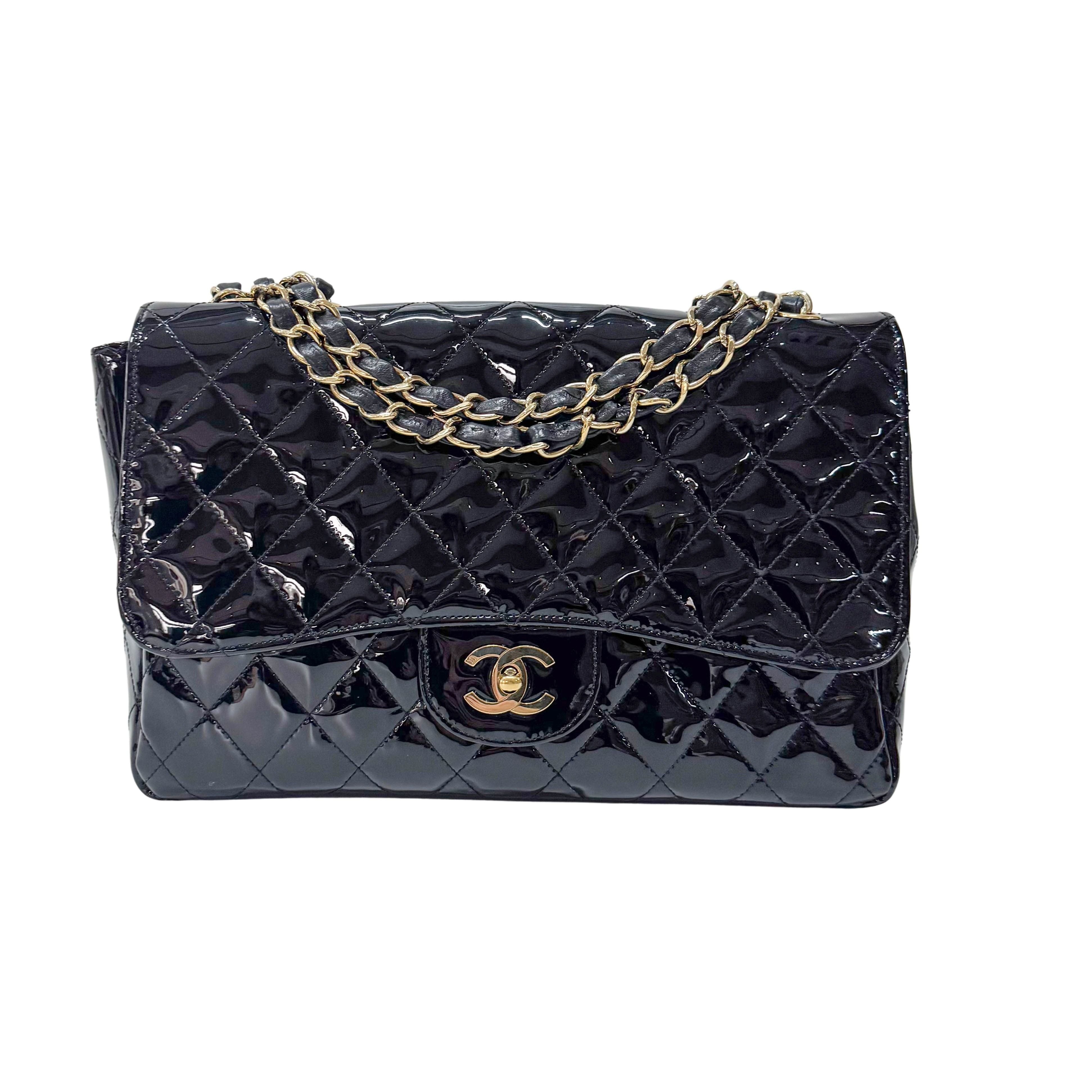 Timeless Classic Flap BlackPatent Leather Shoulder/Crossbody Bag