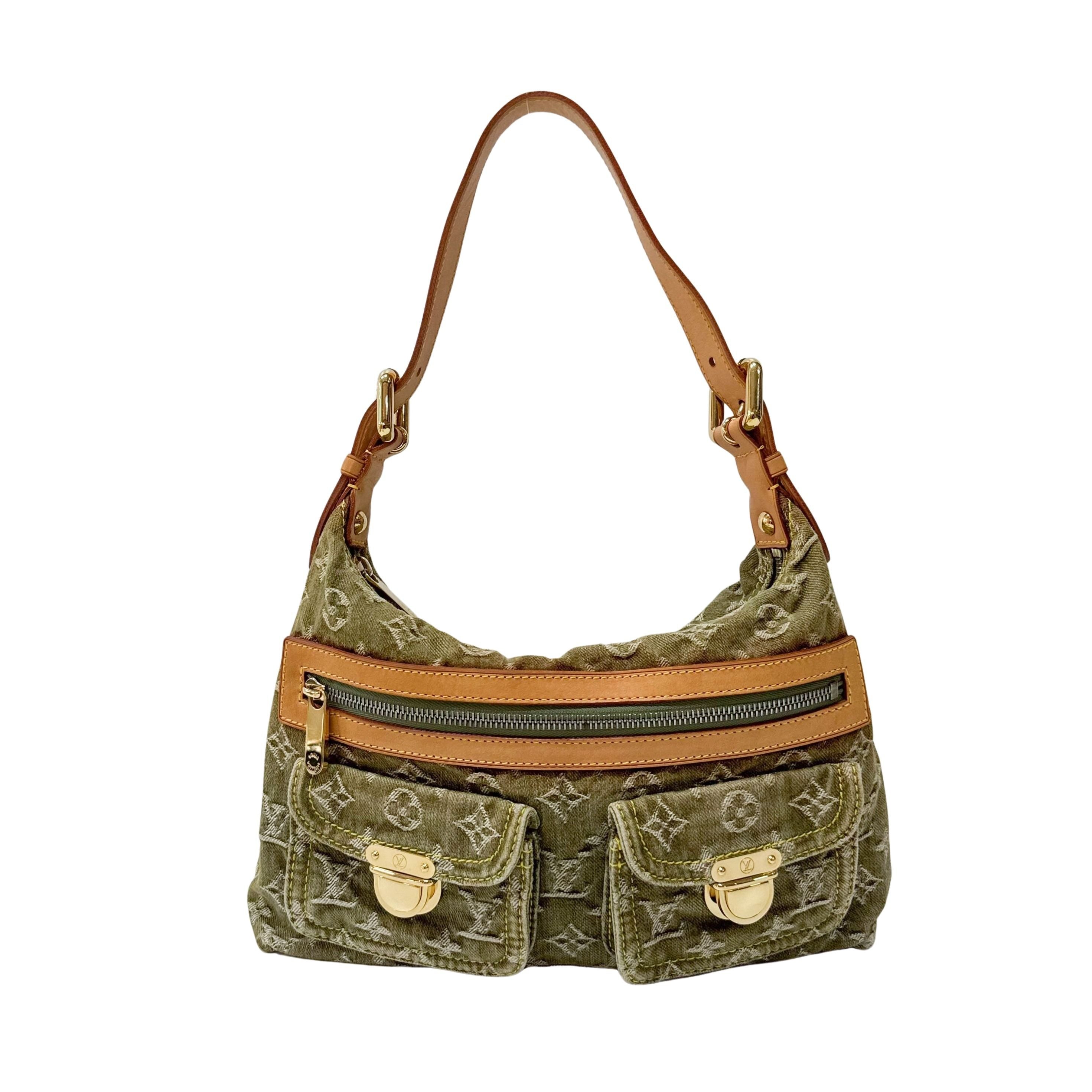 Baggy Monogram PM Khaki Denim Shoulder Bag