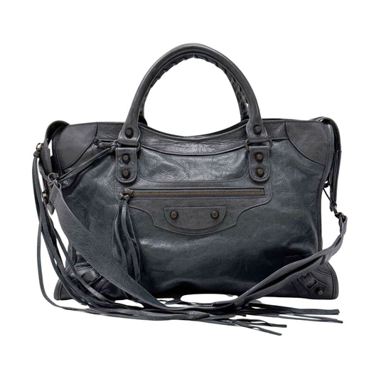The City Grey Calfskin Leather Two Way Bag