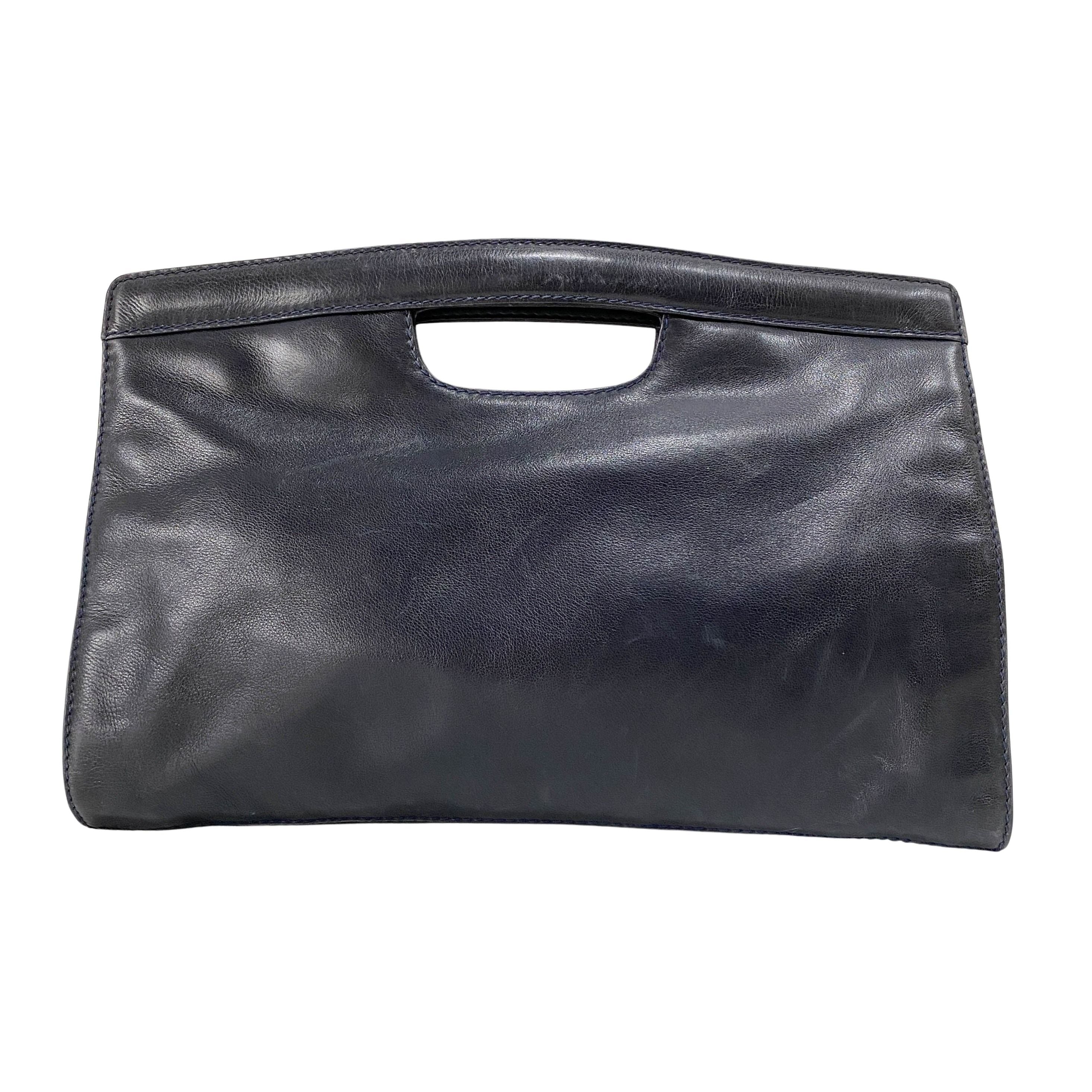 Vintage Black Leather Rectagular Handbag