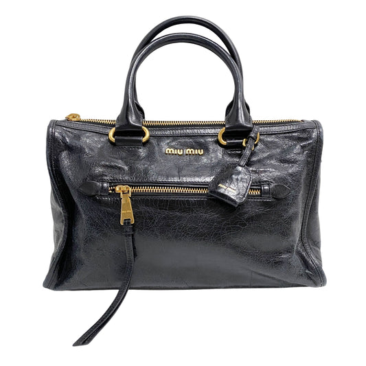 Vitello Black Leather Shoulder Bag