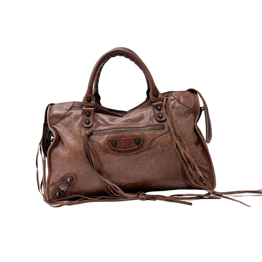 The City Brown Leather Shoulder Bag