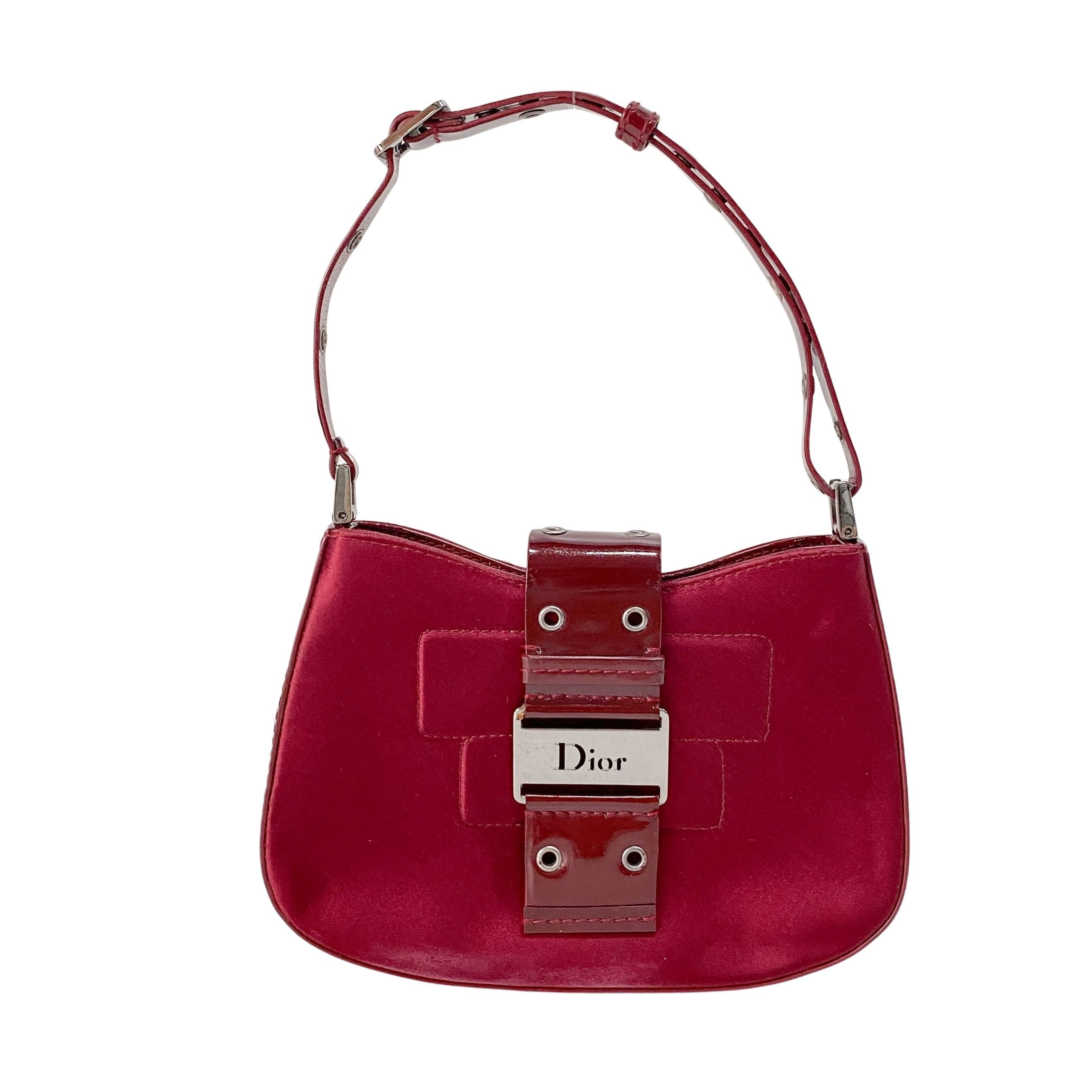 Mini Burgundy Satin Hobo Shoulder Bag