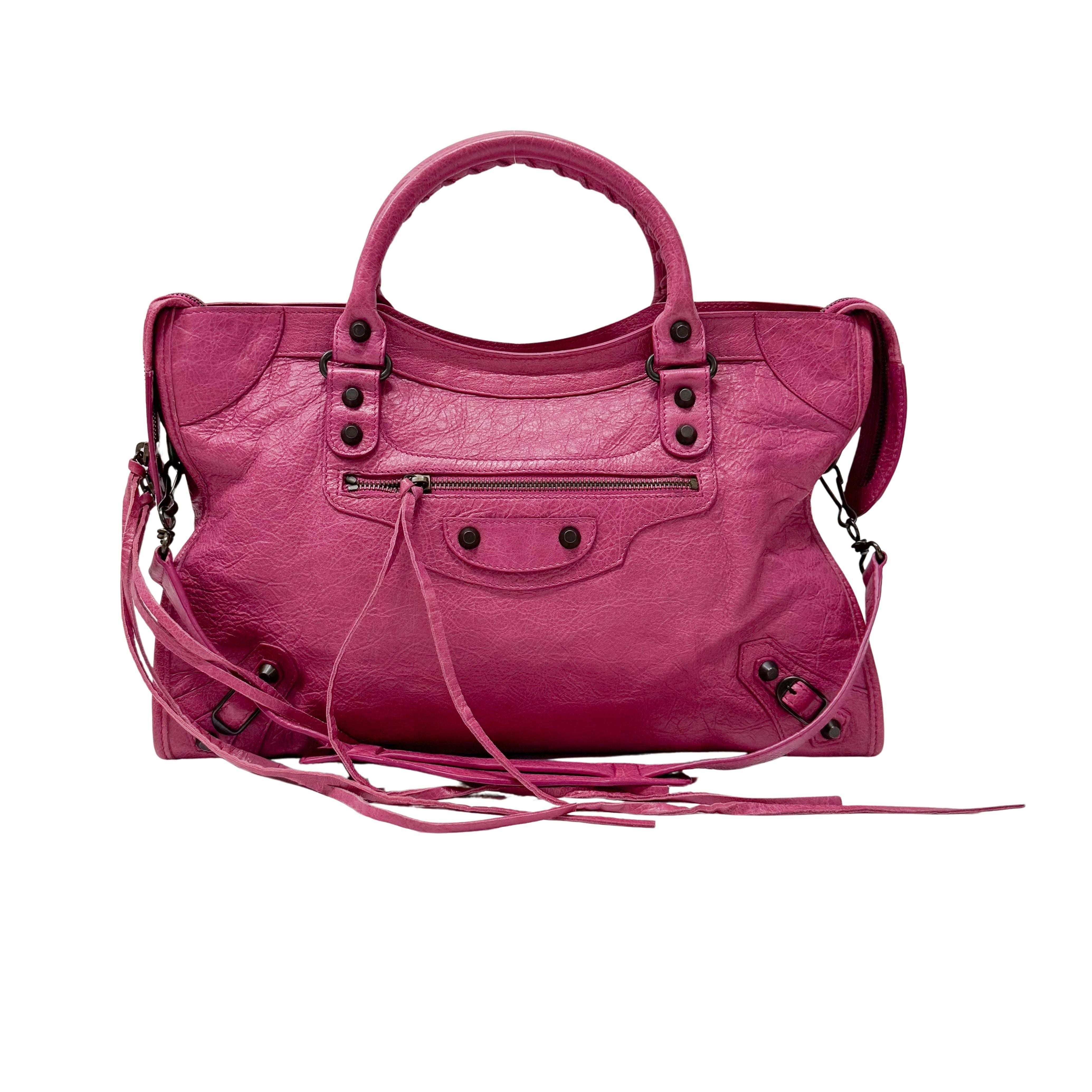 The City Pink Calfskin Leather Two Way Bag