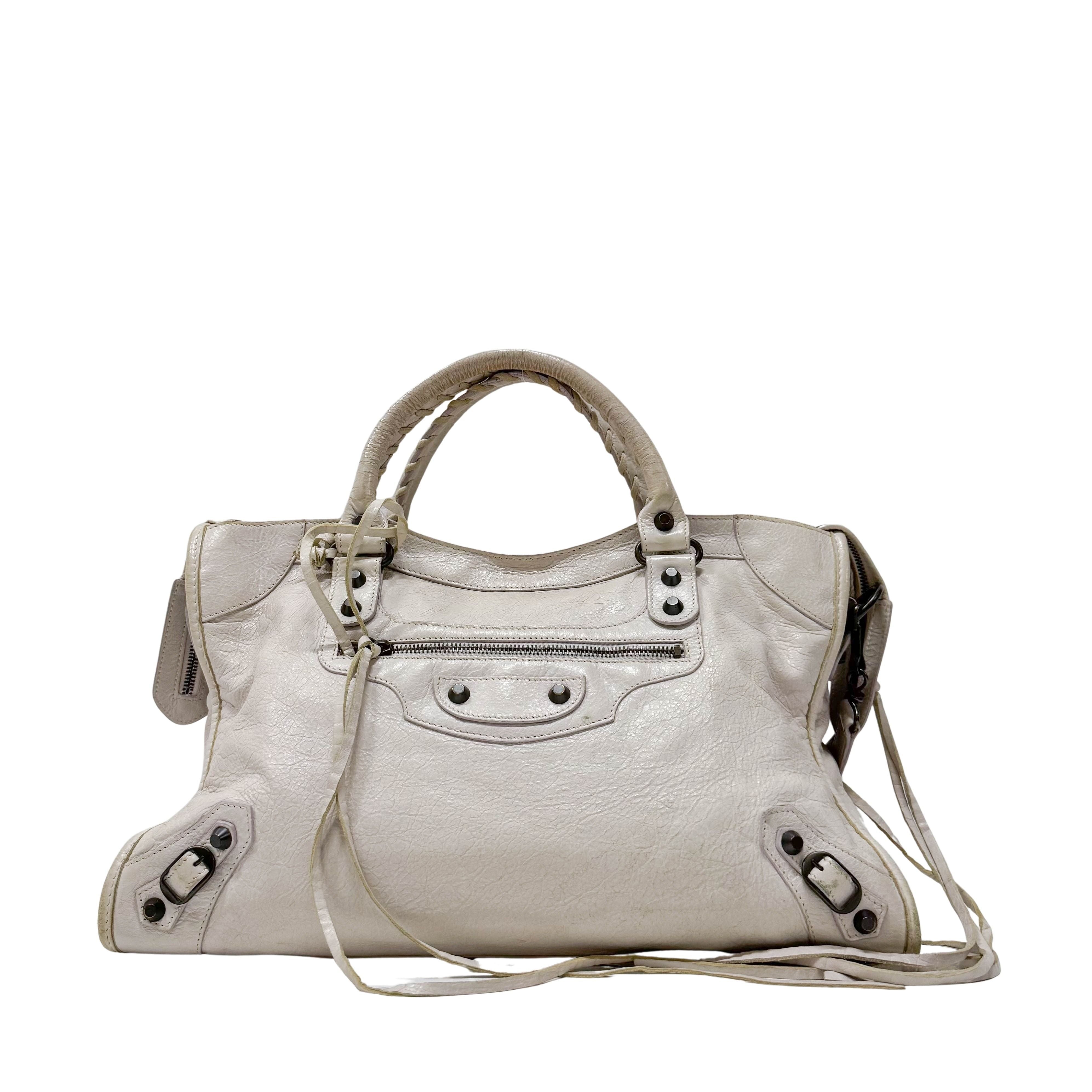 The City Beige Calfskin Leather Two Way Bag