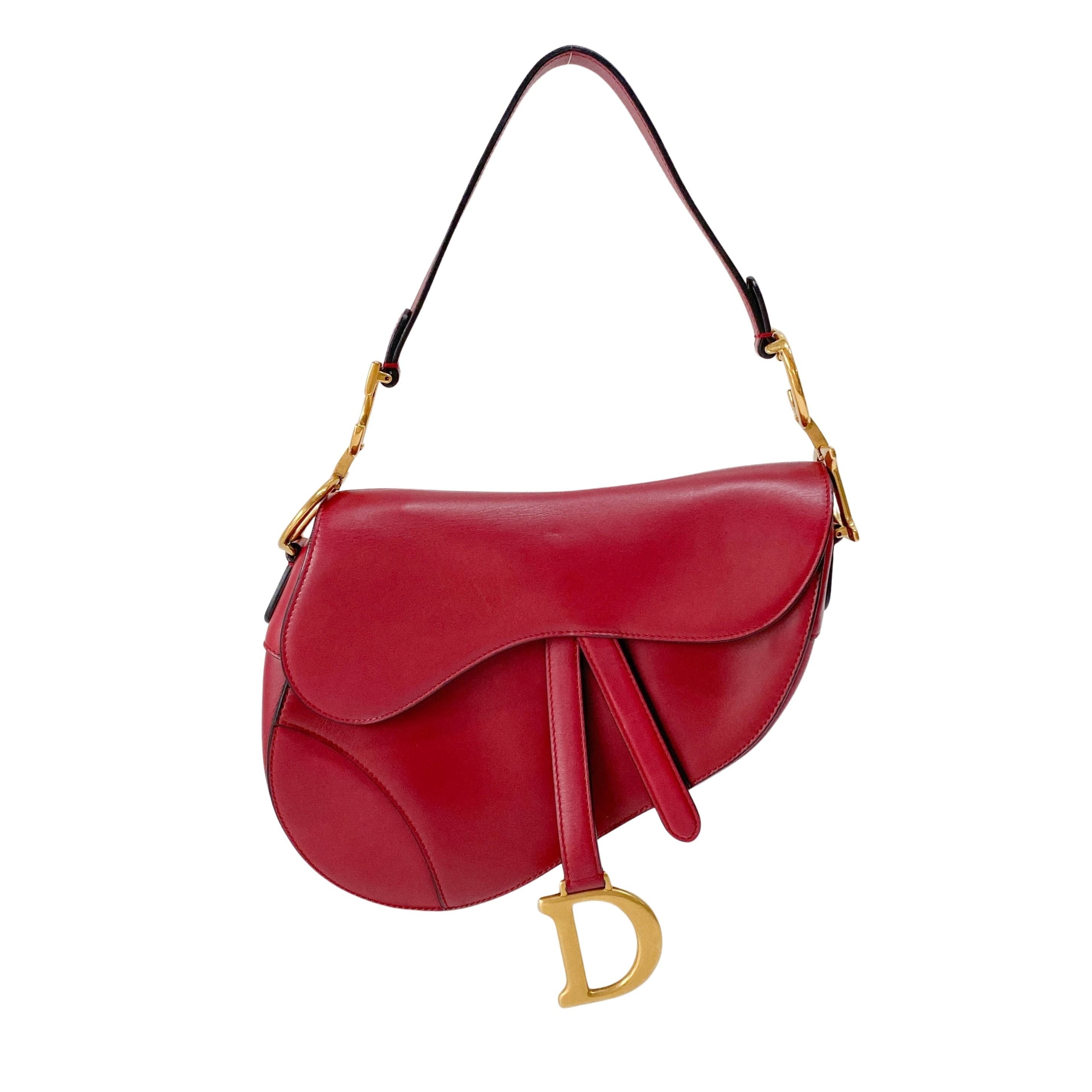 Saddle Red Leather Shoulder Bag