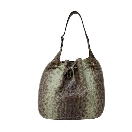 Green Python Leather Hobo Bag