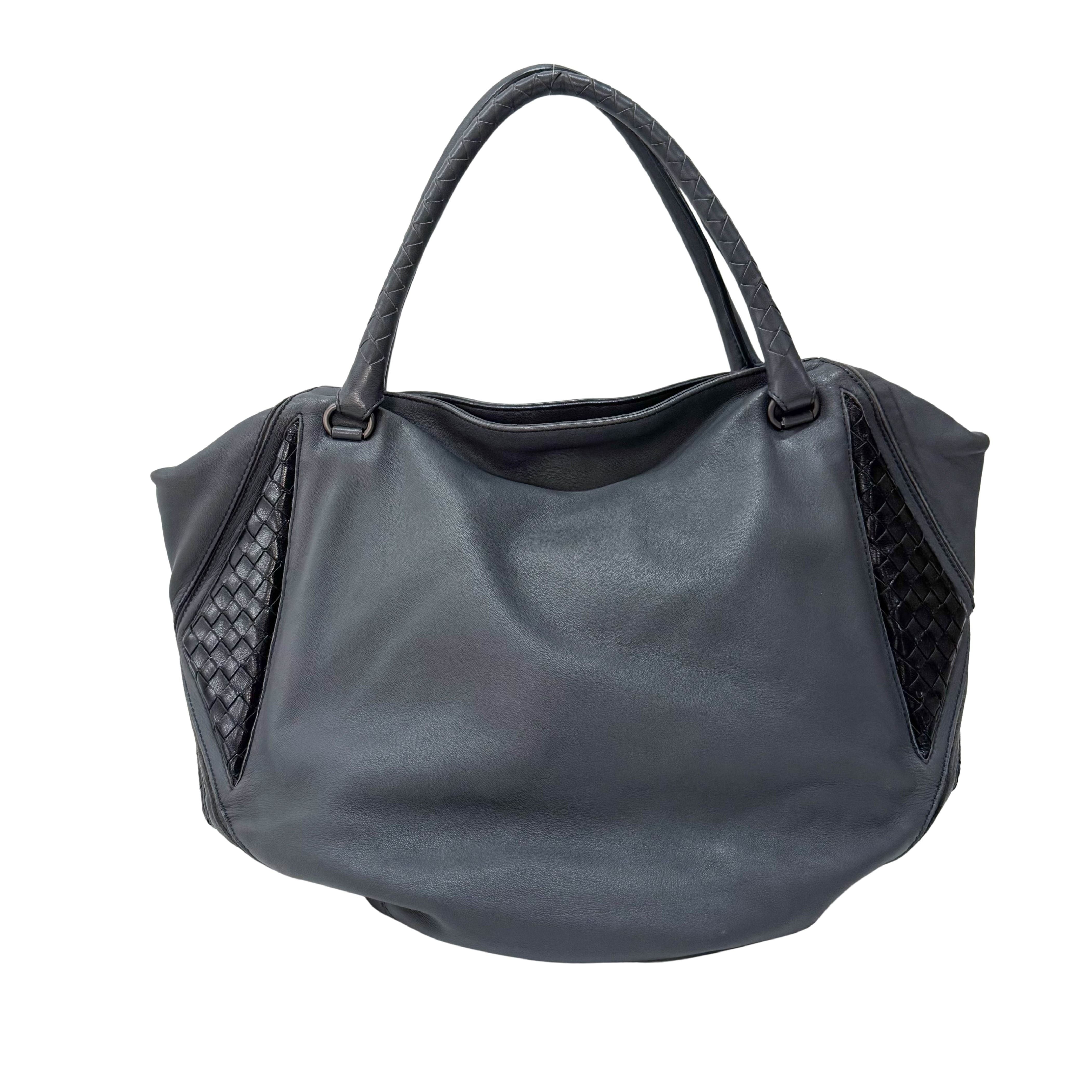 Vintage Grey Leather Two Way Bag