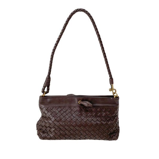 Intrecciato Brown Leather Shoulder Bag