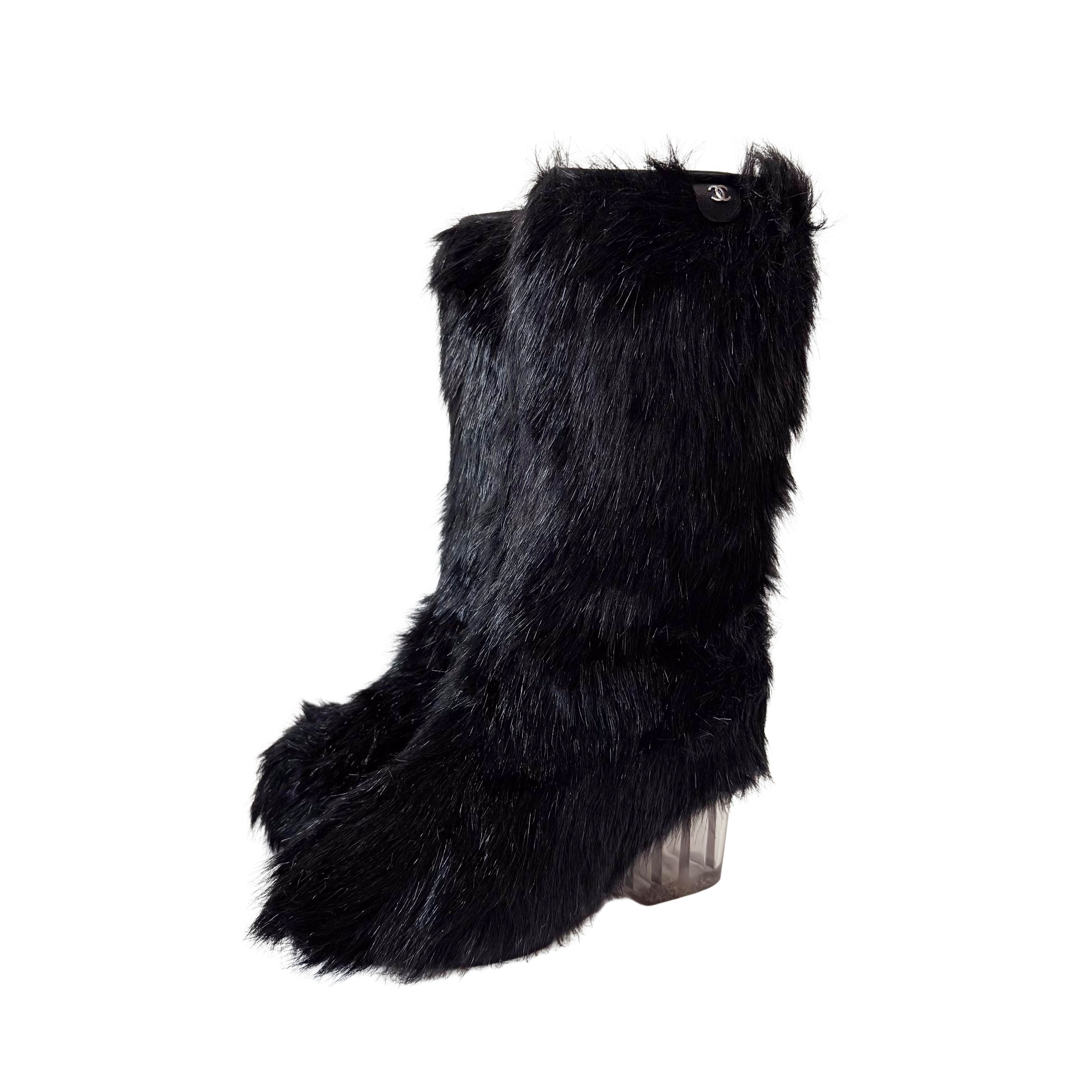 Size 37 1/2 Black Fur Boots