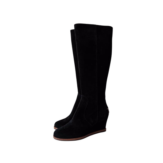 Size 37 1/2 Black Suede Tall Boots