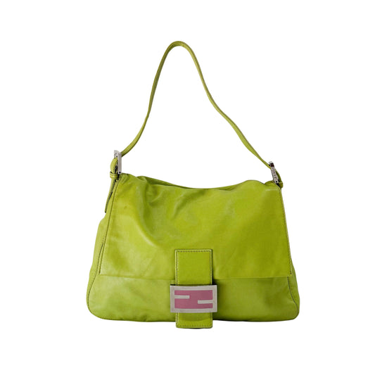Mamma Baguette Green Nappa Leather Shoulder Bag
